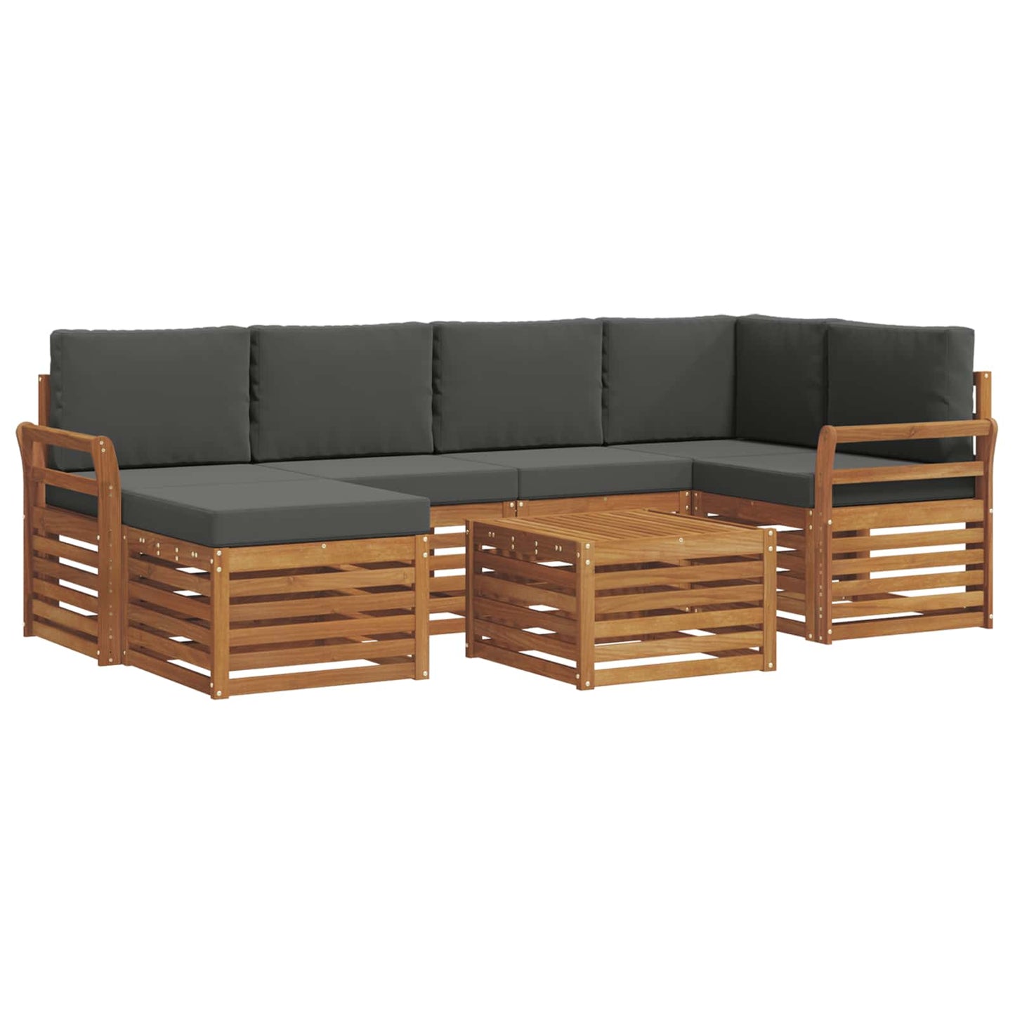 Outdoor-Sofagarnitur 7 stk. Natur und Anthrazit Polyester