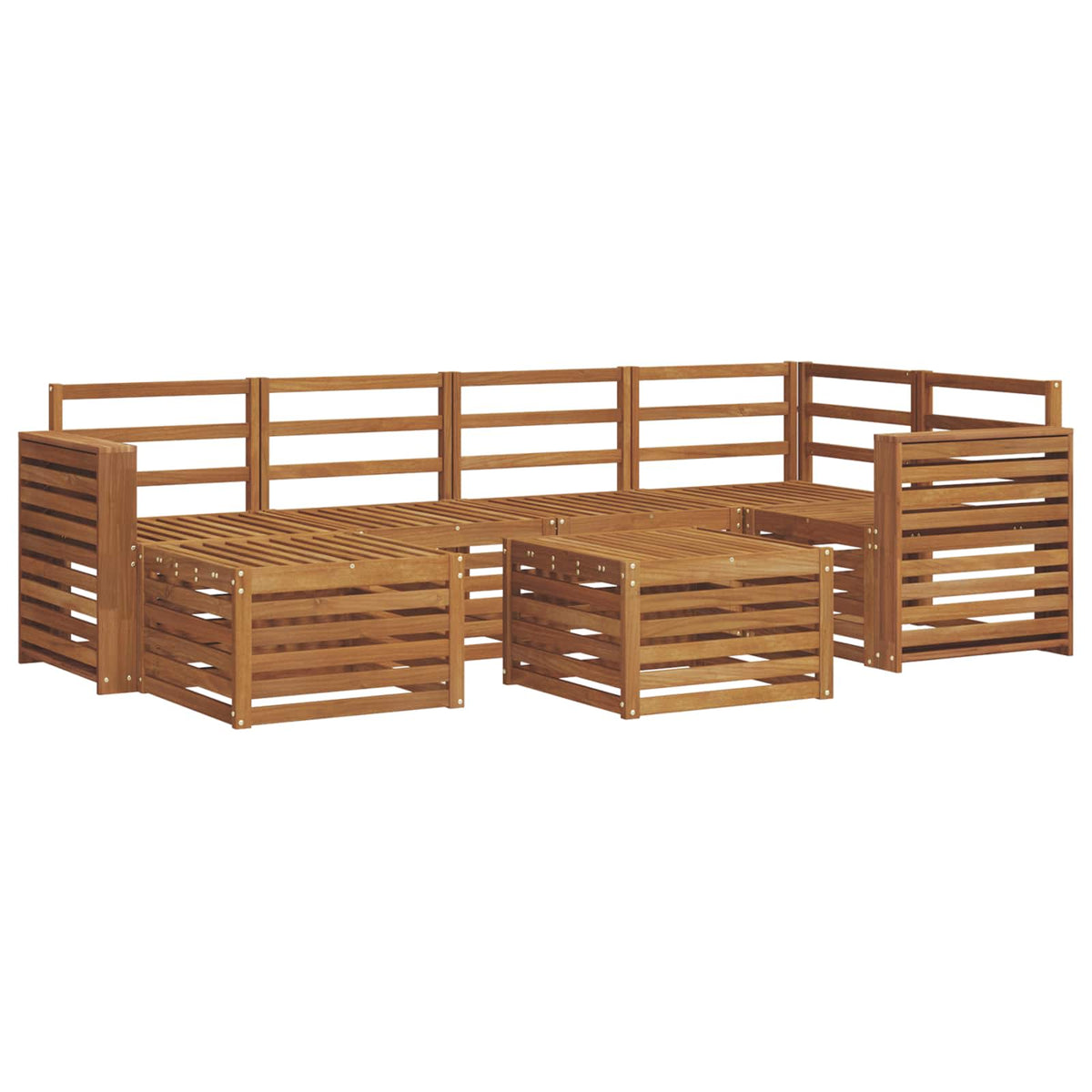 Outdoor-Sofagarnitur 7 stk. Natur Polyester