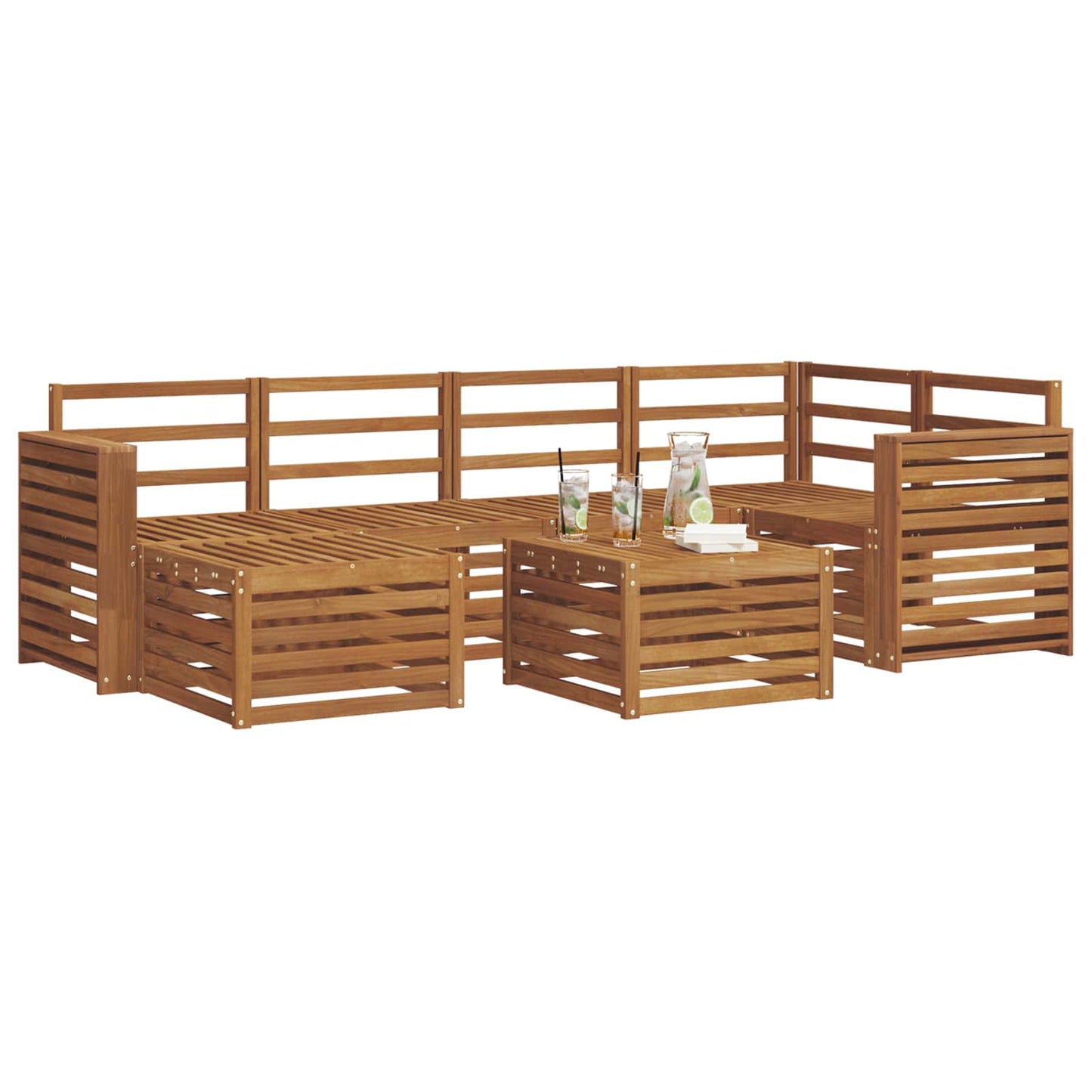 Ecksofa Set 7 pcs Natur Massivholz Akazie