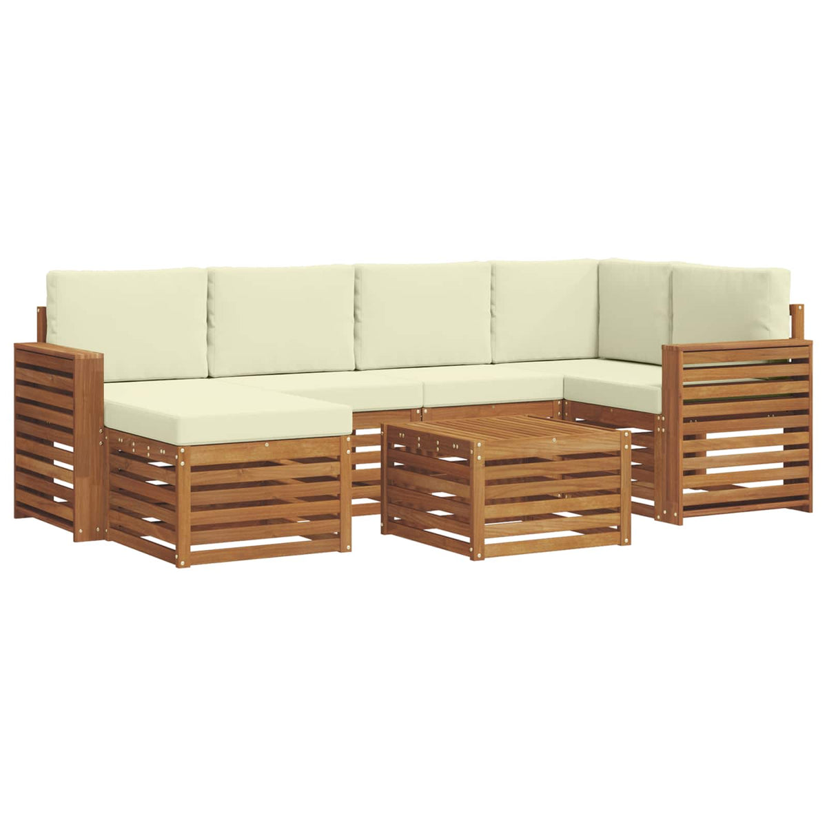 Outdoor-Sofagarnitur 7 stk. Natur und Creme Polyester