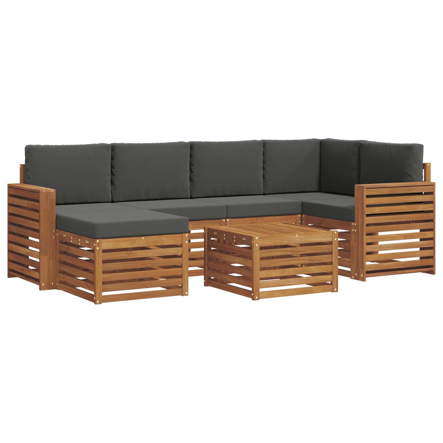 Outdoor-Sofagarnitur 7 stk. Natur und Anthrazit Polyester