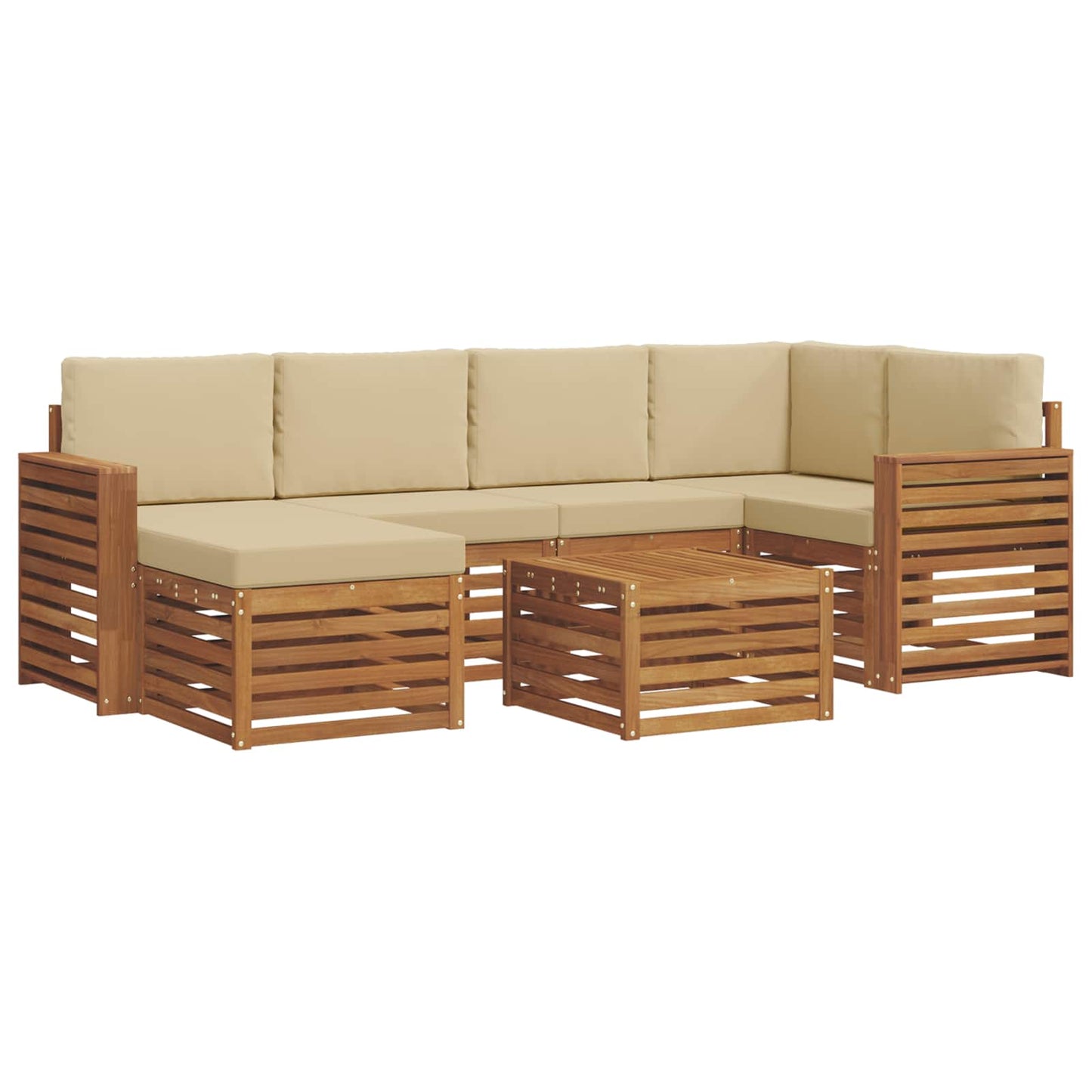 Outdoor-Sofagarnitur 7 stk. Natur und Beige Polyester