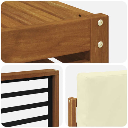 Outdoor-Sofagarnitur 7 stk. Natur und Creme Polyester