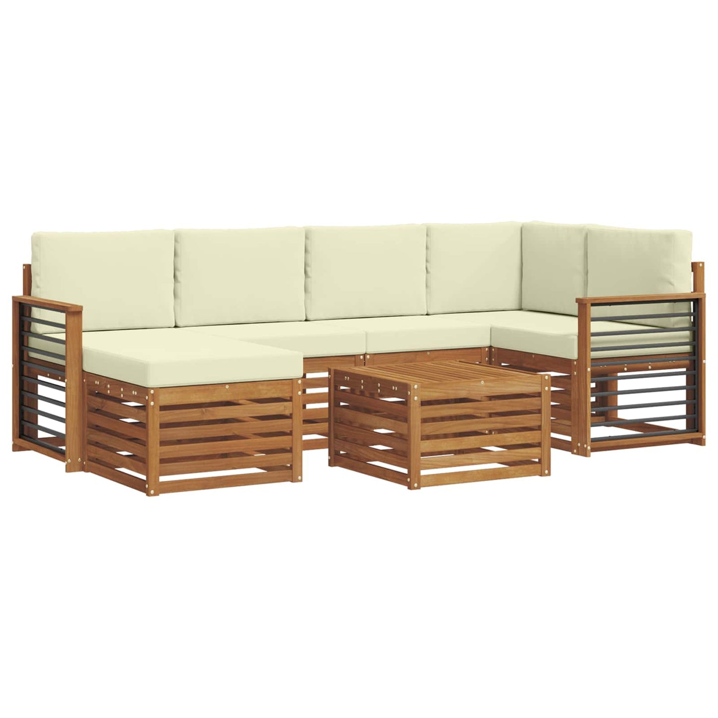 Outdoor-Sofagarnitur 7 stk. Natur und Creme Polyester