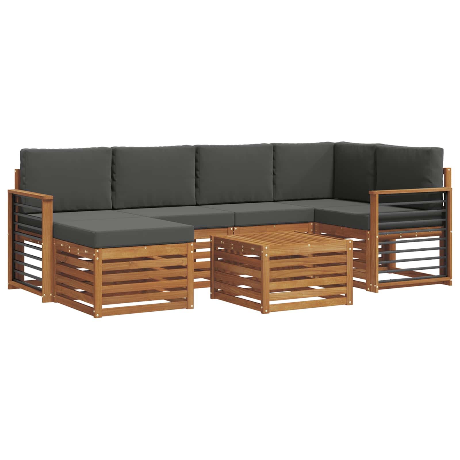 Outdoor-Sofagarnitur 7 stk. Natur und Anthrazit Polyester