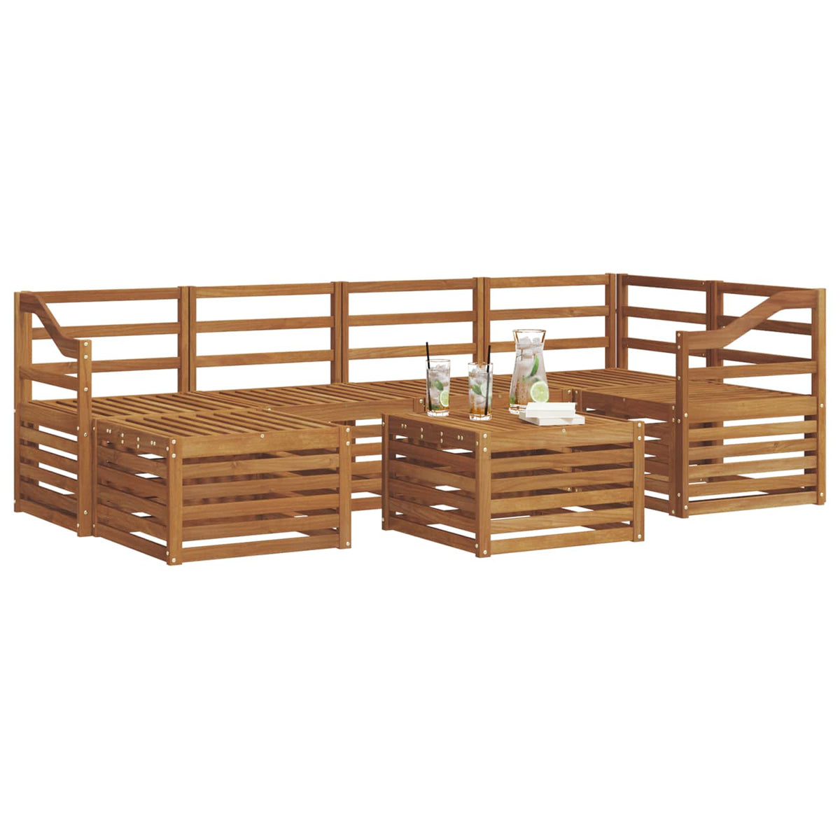 Outdoor-Sofagarnitur 7 stk. Natur Polyester