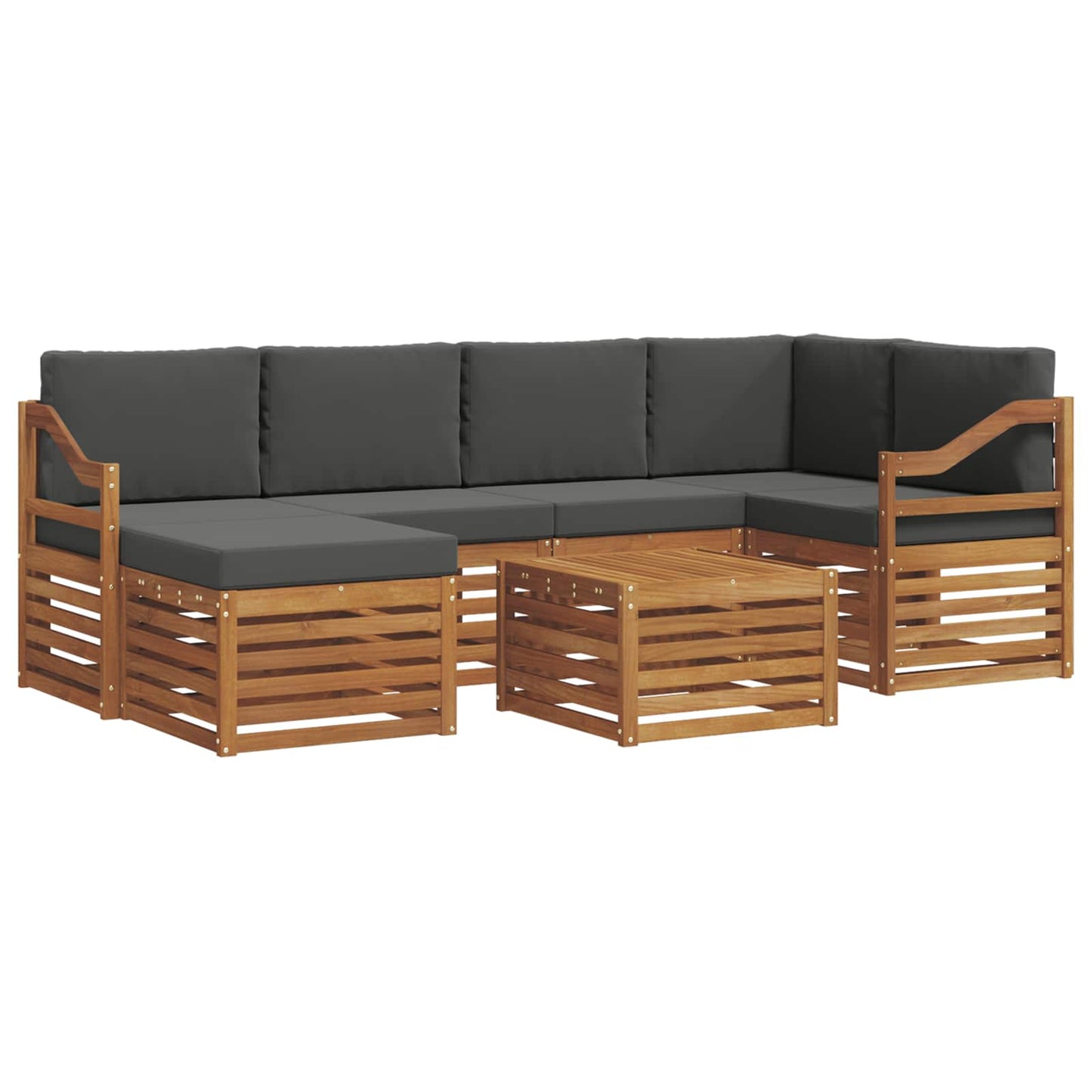 Outdoor-Sofagarnitur 7 stk. Natur und Anthrazit Polyester