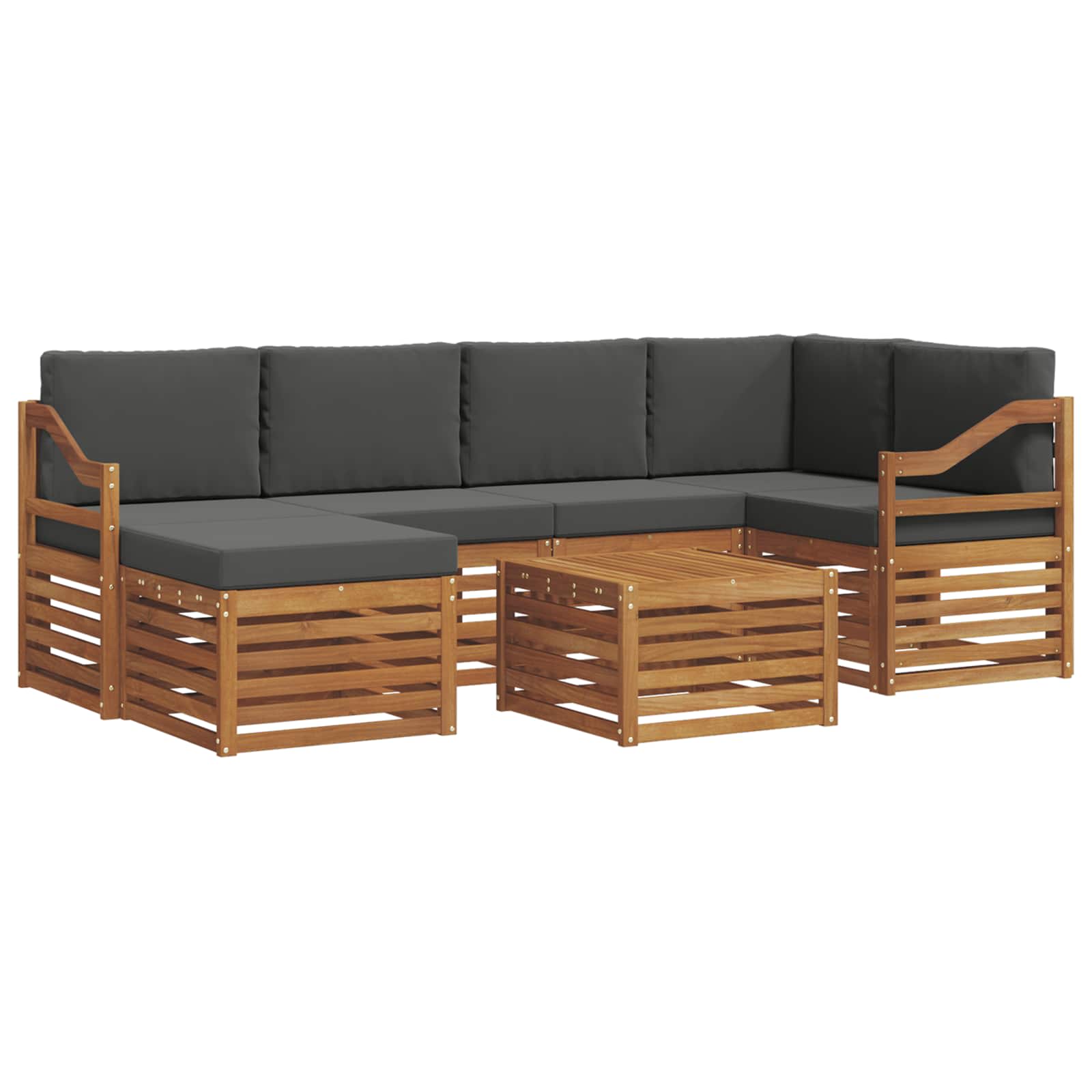 Outdoor-Sofagarnitur 7 stk. Natur und Anthrazit Polyester