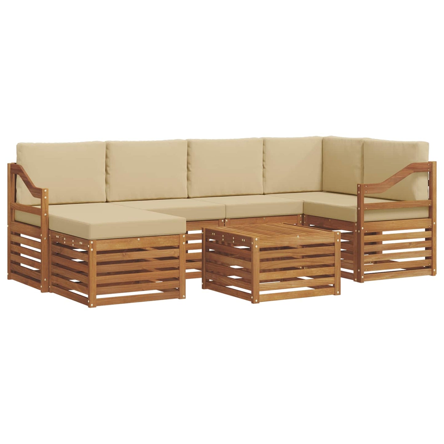 Outdoor-Sofagarnitur 7 stk. Natur und Beige Polyester