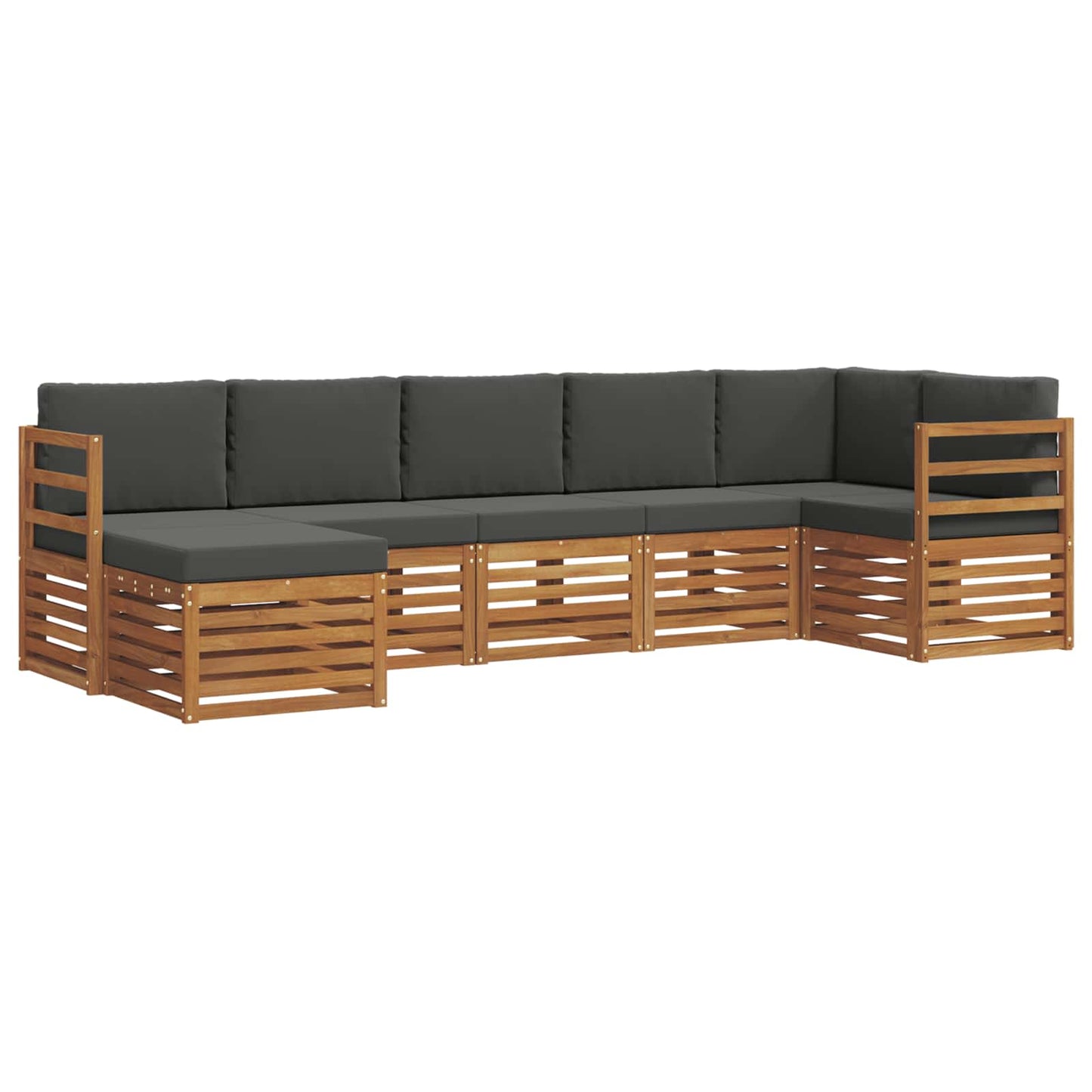 Ecksofa Set 7 pcs Natur und Anthrazit Massivholz Akazie