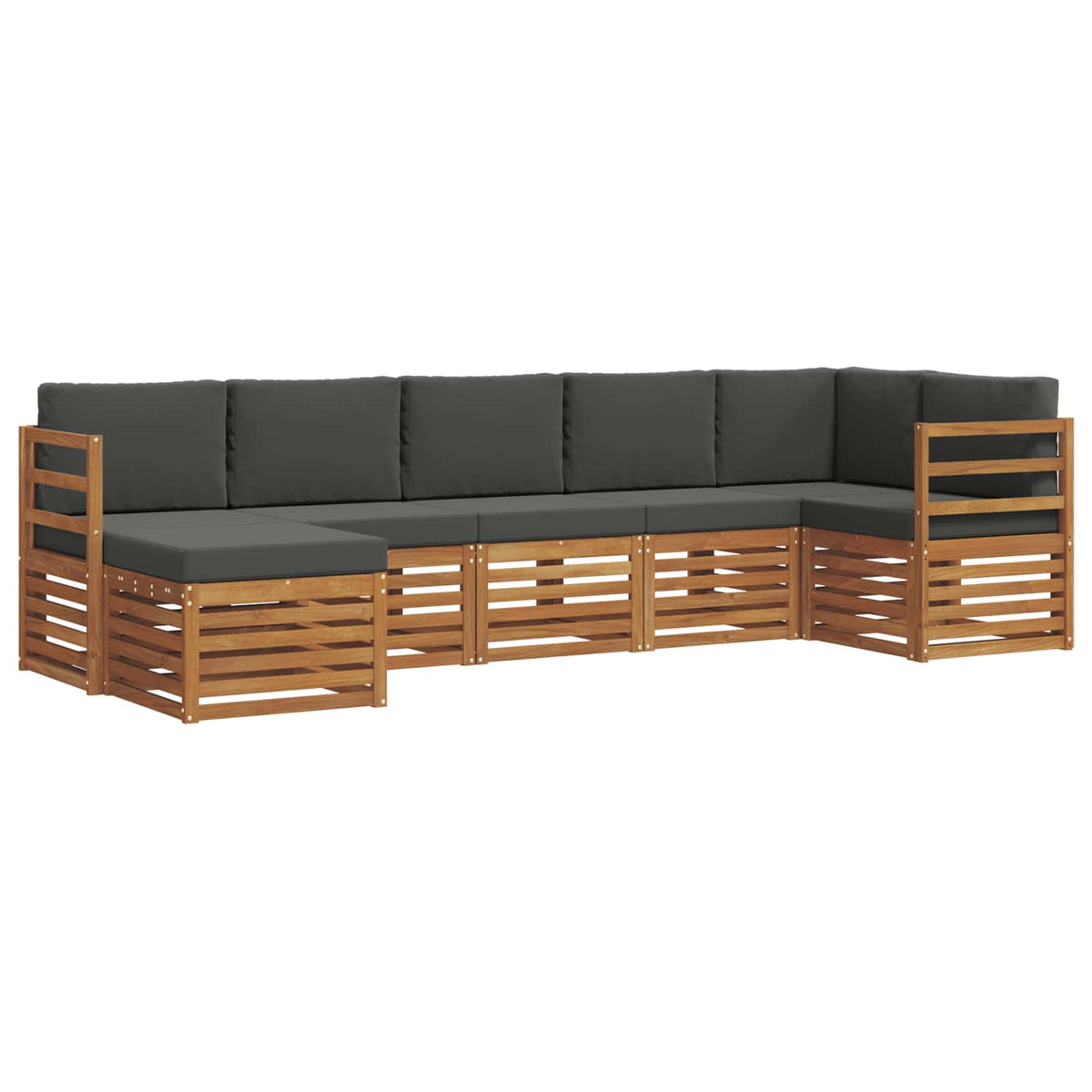 Outdoor-Sofagarnitur 7 stk. Natur und Anthrazit