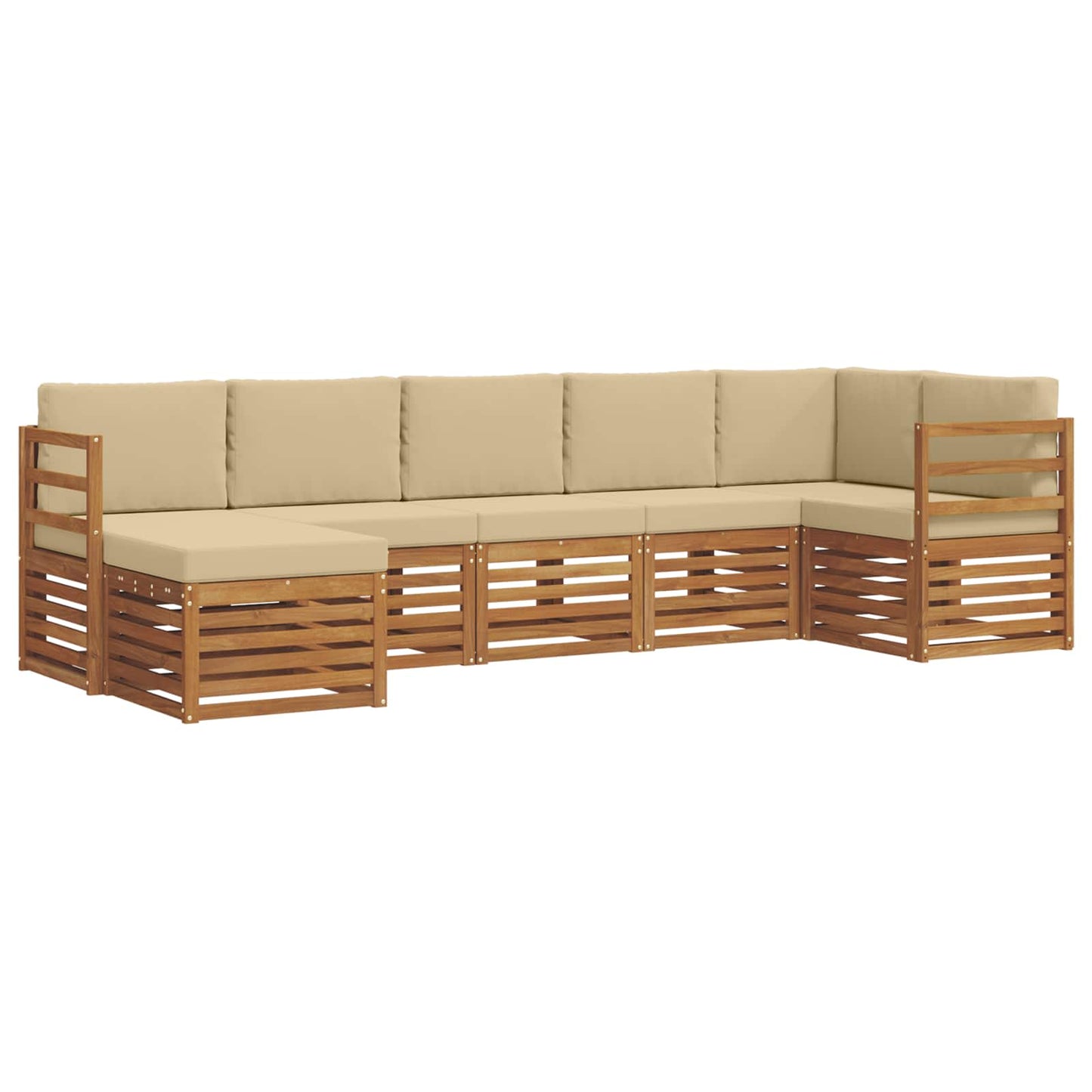 Outdoor-Sofagarnitur 7 stk. Natur und Beige