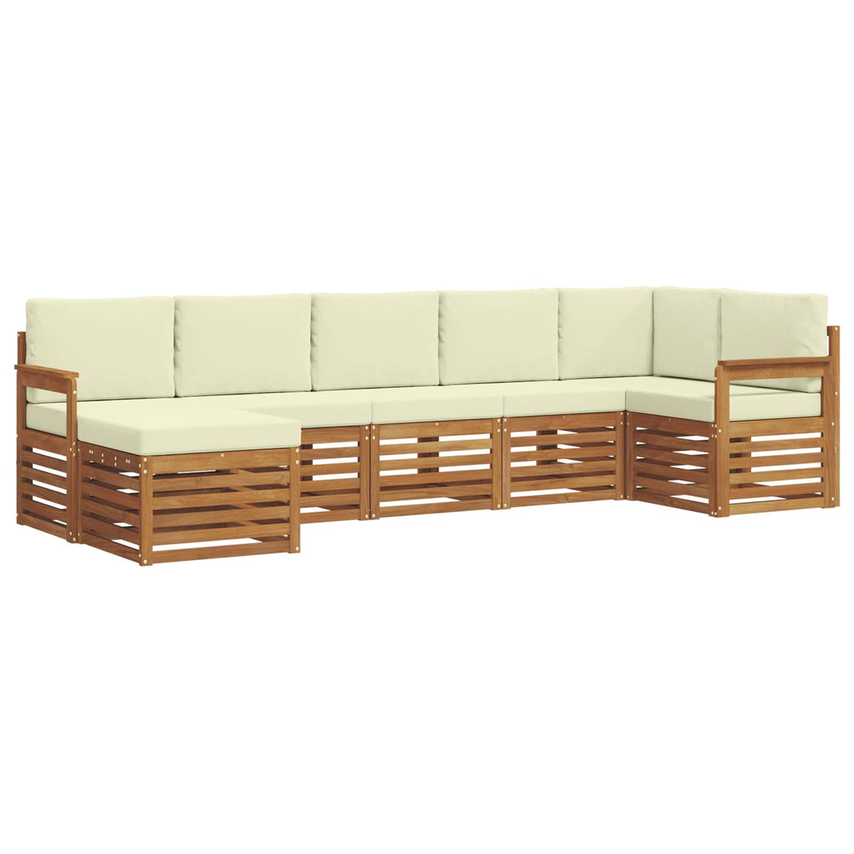 Outdoor-Sofagarnitur 7 stk. Natur und Creme