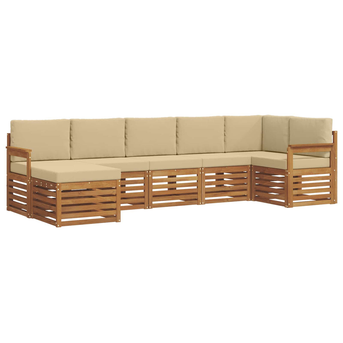 Outdoor-Sofagarnitur 7 stk. Natur und Beige
