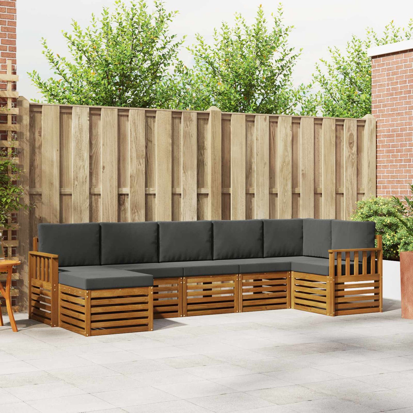Outdoor-Sofagarnitur 7 stk. Natur und Anthrazit