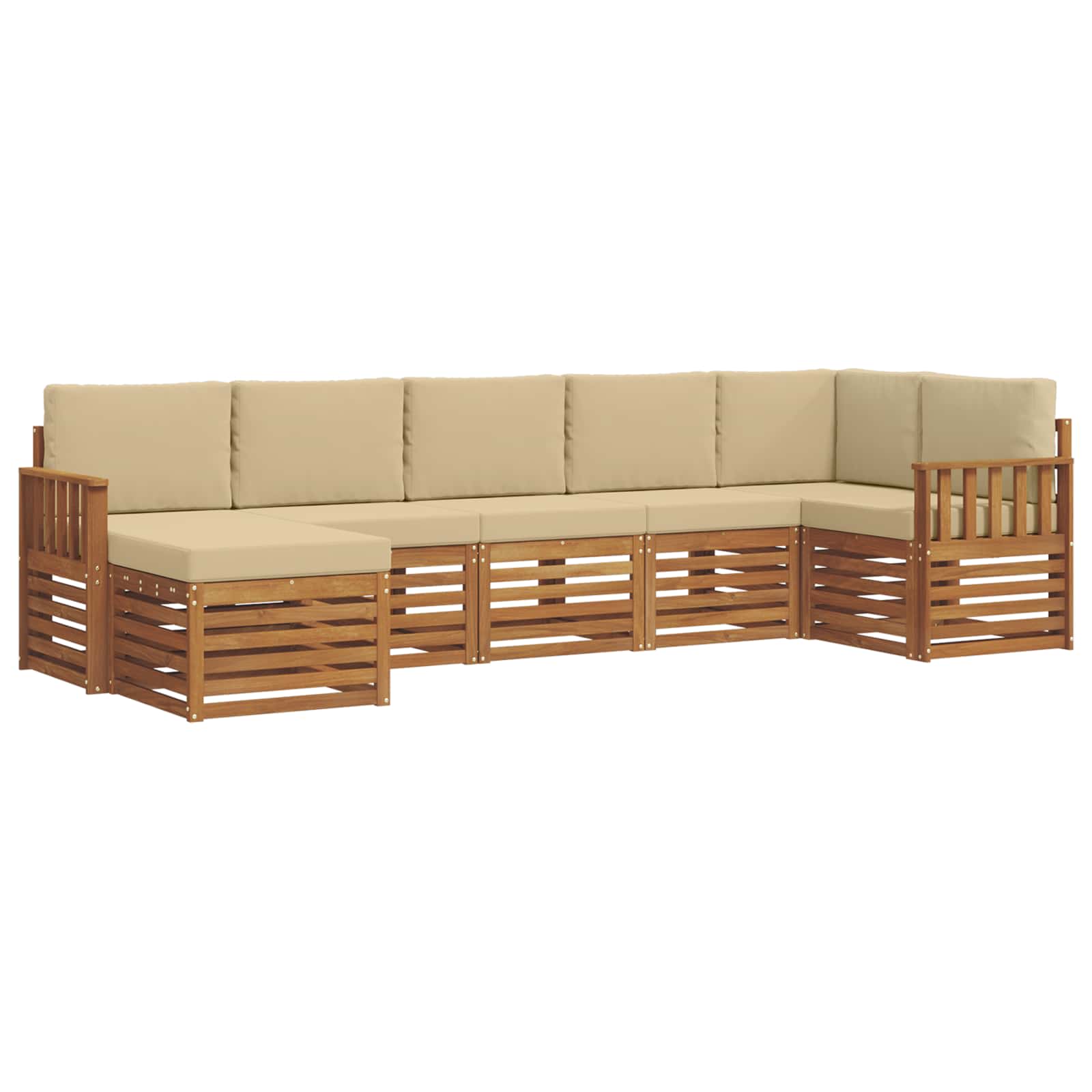 Outdoor-Sofagarnitur 7 stk. Natur und Beige