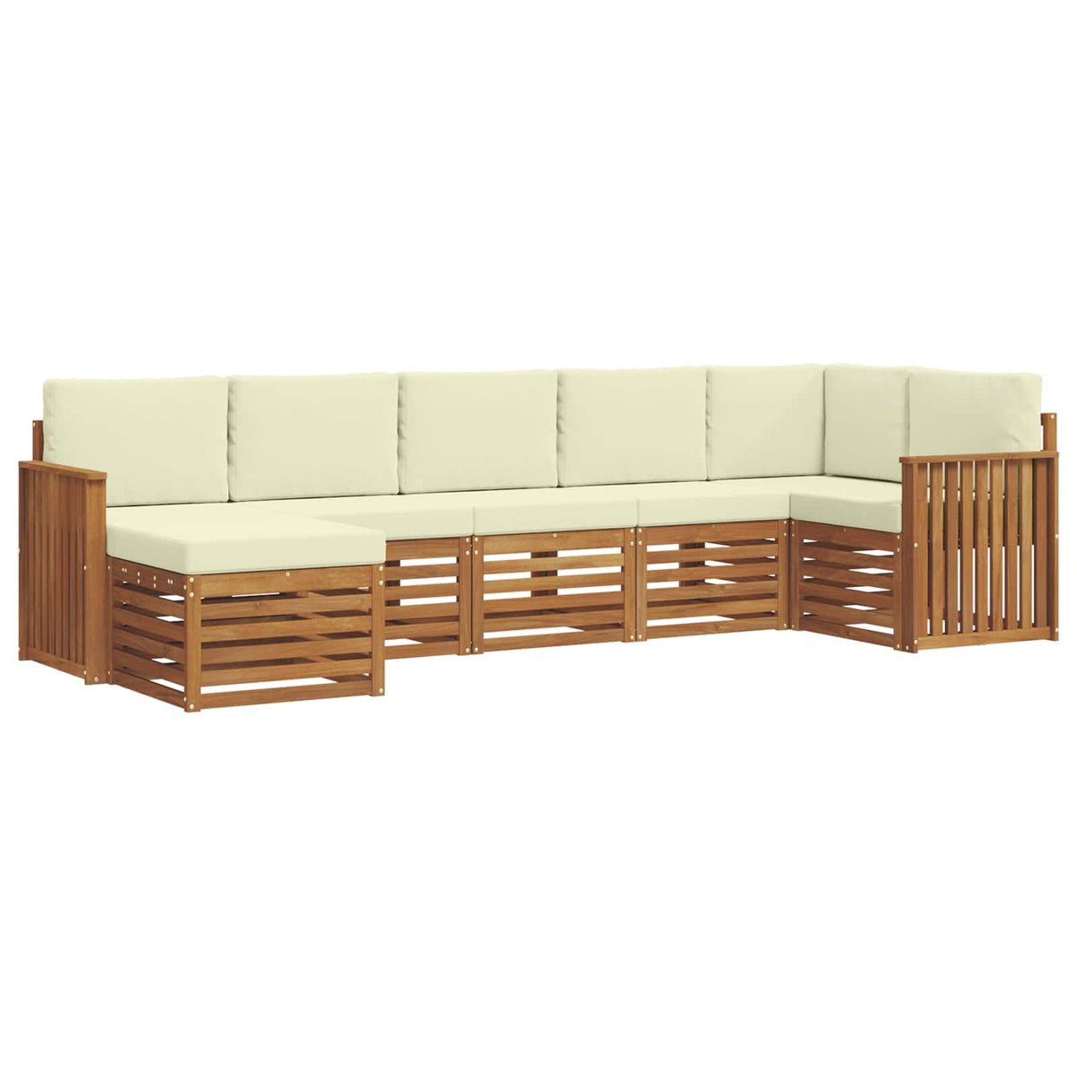 Outdoor-Sofagarnitur 7 stk. Natur und Creme