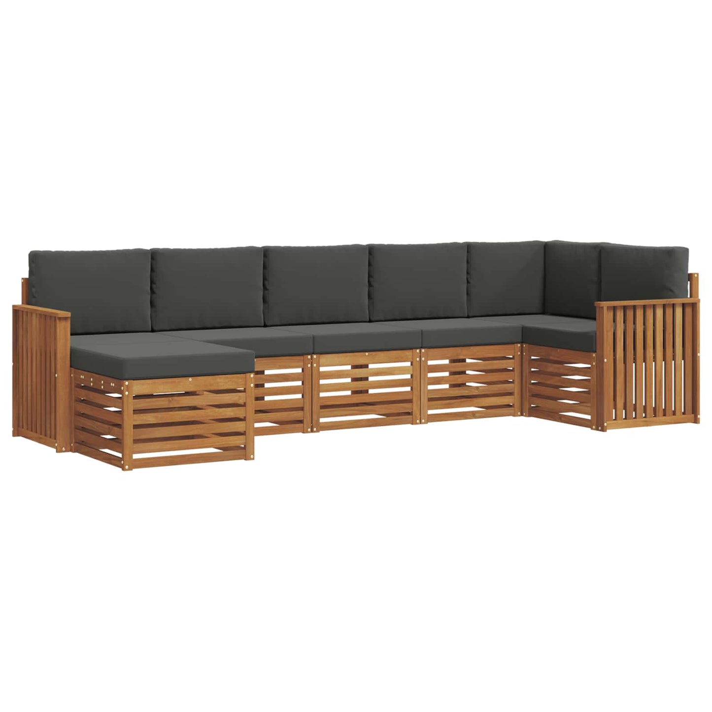 Ecksofa Set 7 pcs Natur und Anthrazit Massivholz Akazie