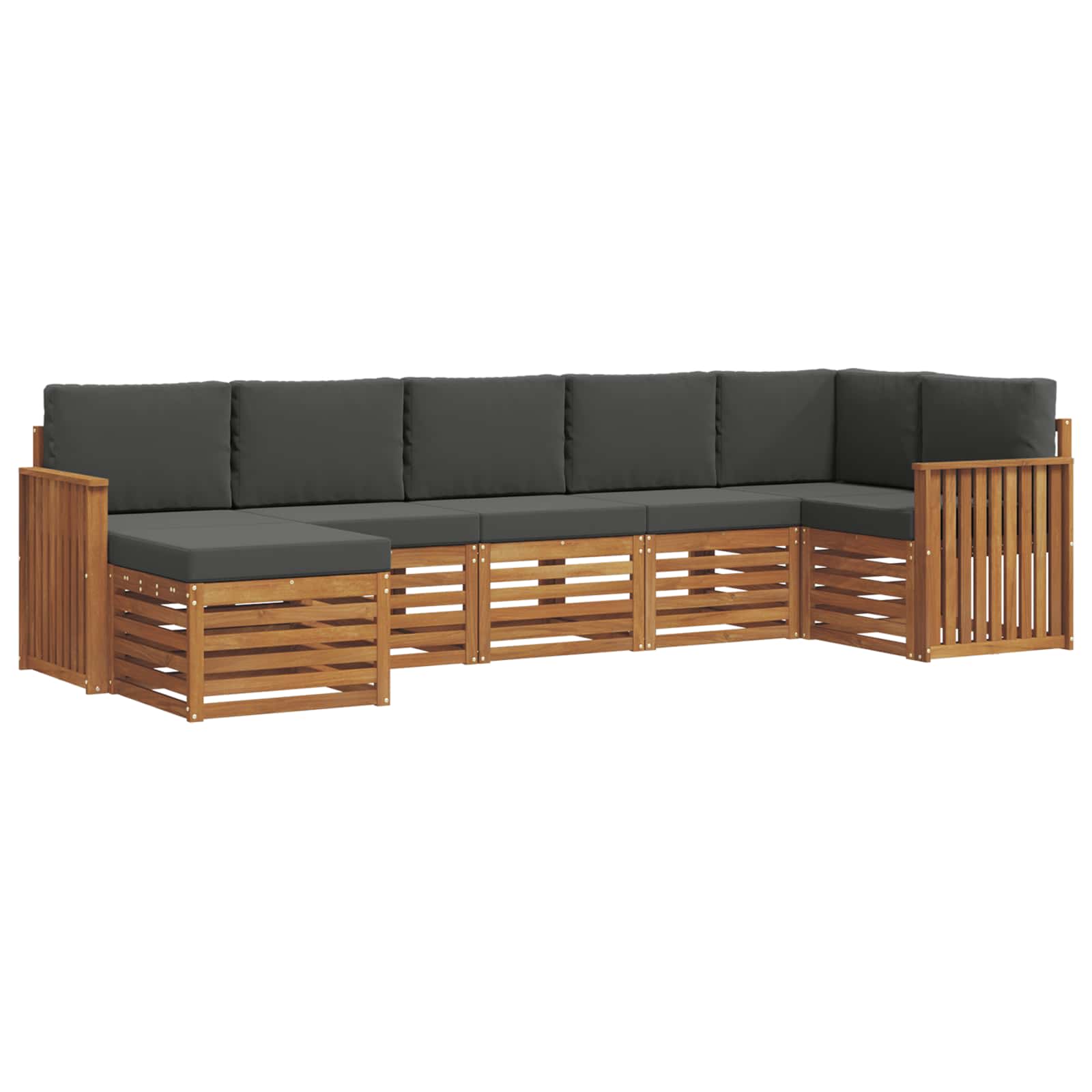 Ecksofa Set 7 pcs Natur und Anthrazit Massivholz Akazie