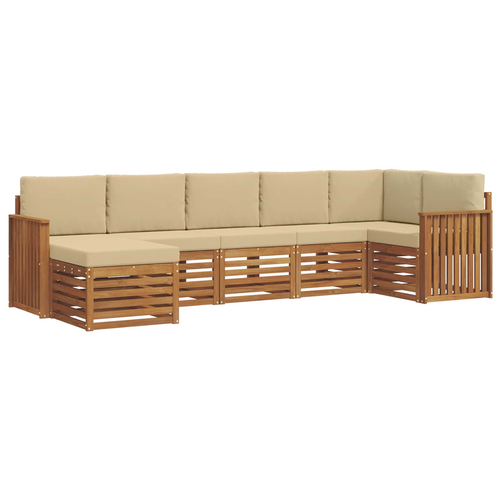 Outdoor-Sofagarnitur 7 stk. Natur und Beige