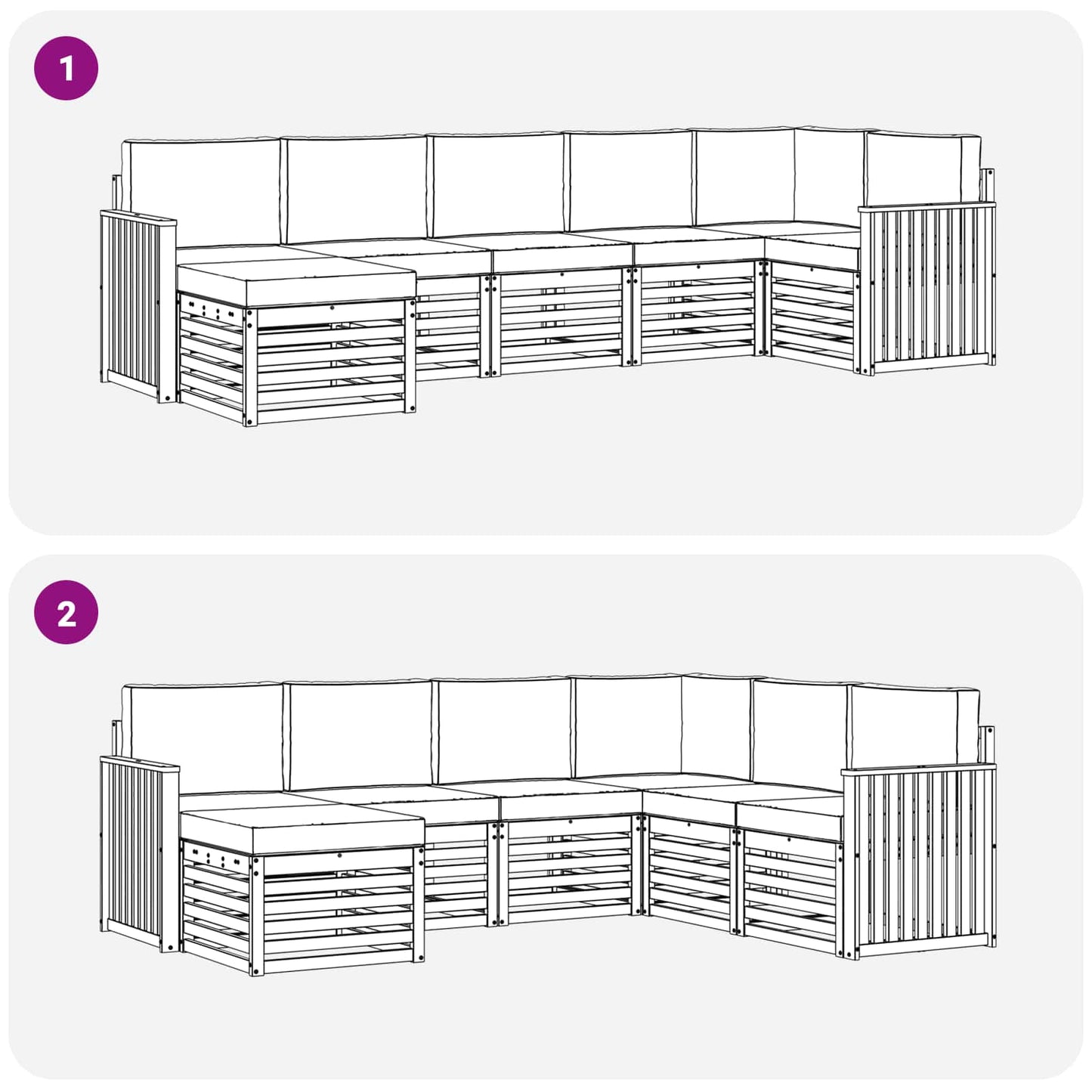Outdoor-Sofagarnitur 7 stk. Natur und Beige