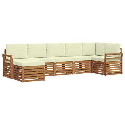 Outdoor-Sofagarnitur 7 stk. Natur und Creme