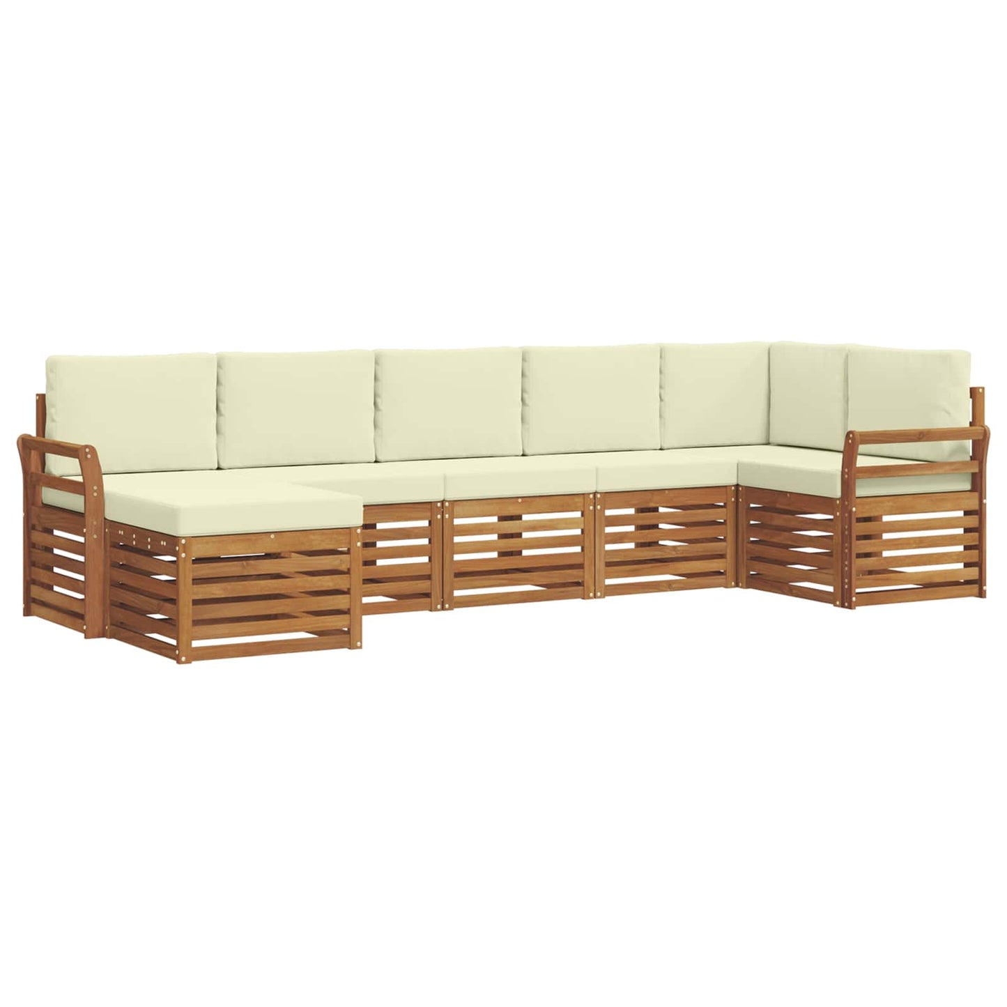 Outdoor-Sofagarnitur 7 stk. Natur und Creme