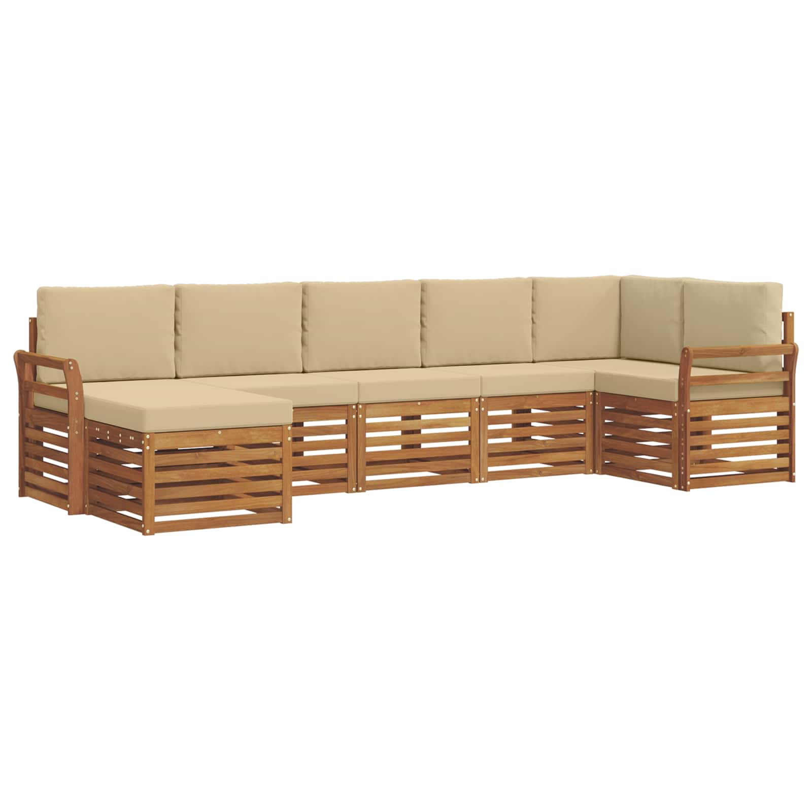 Outdoor-Sofagarnitur 7 stk. Natur und Beige