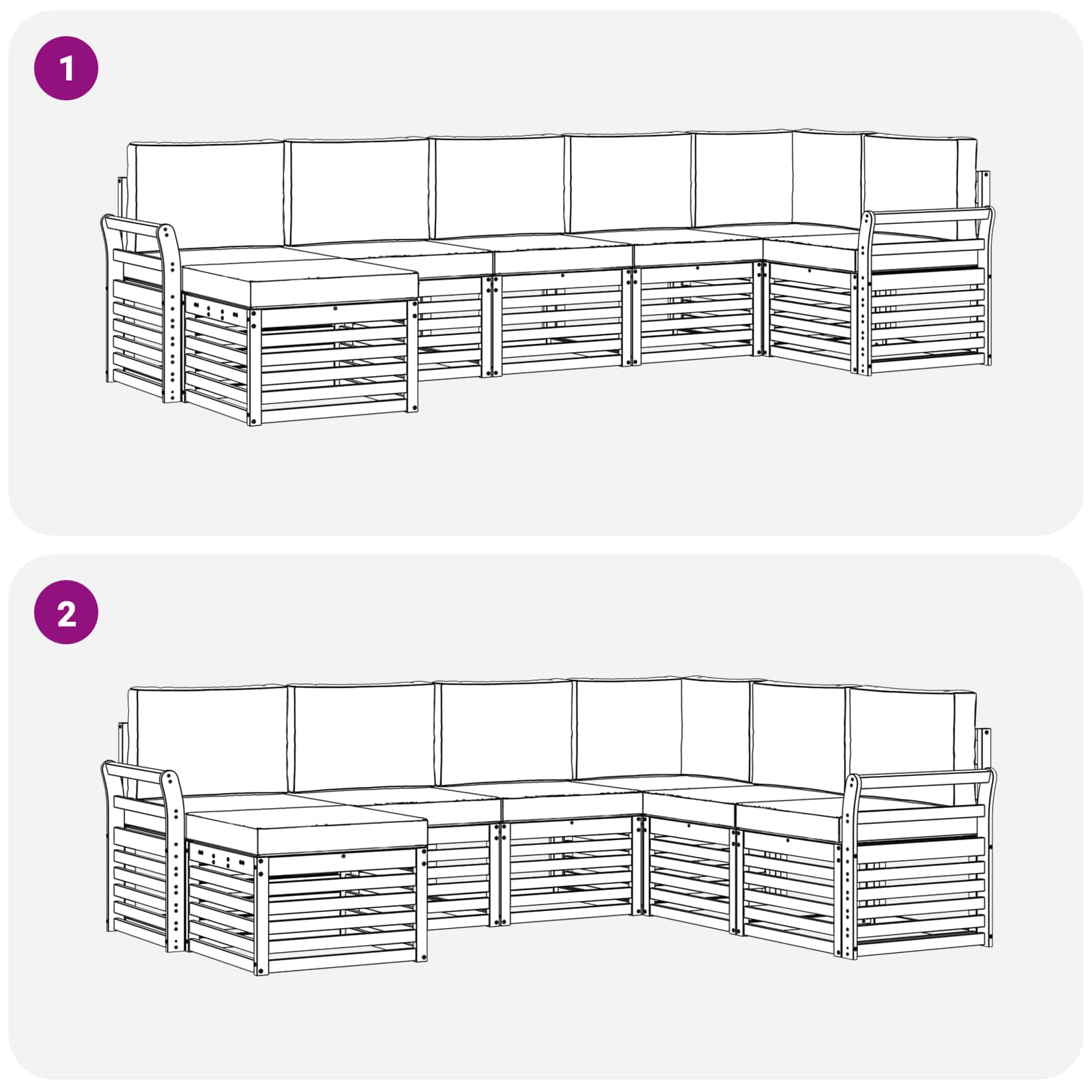 Outdoor-Sofagarnitur 7 stk. Natur und Beige