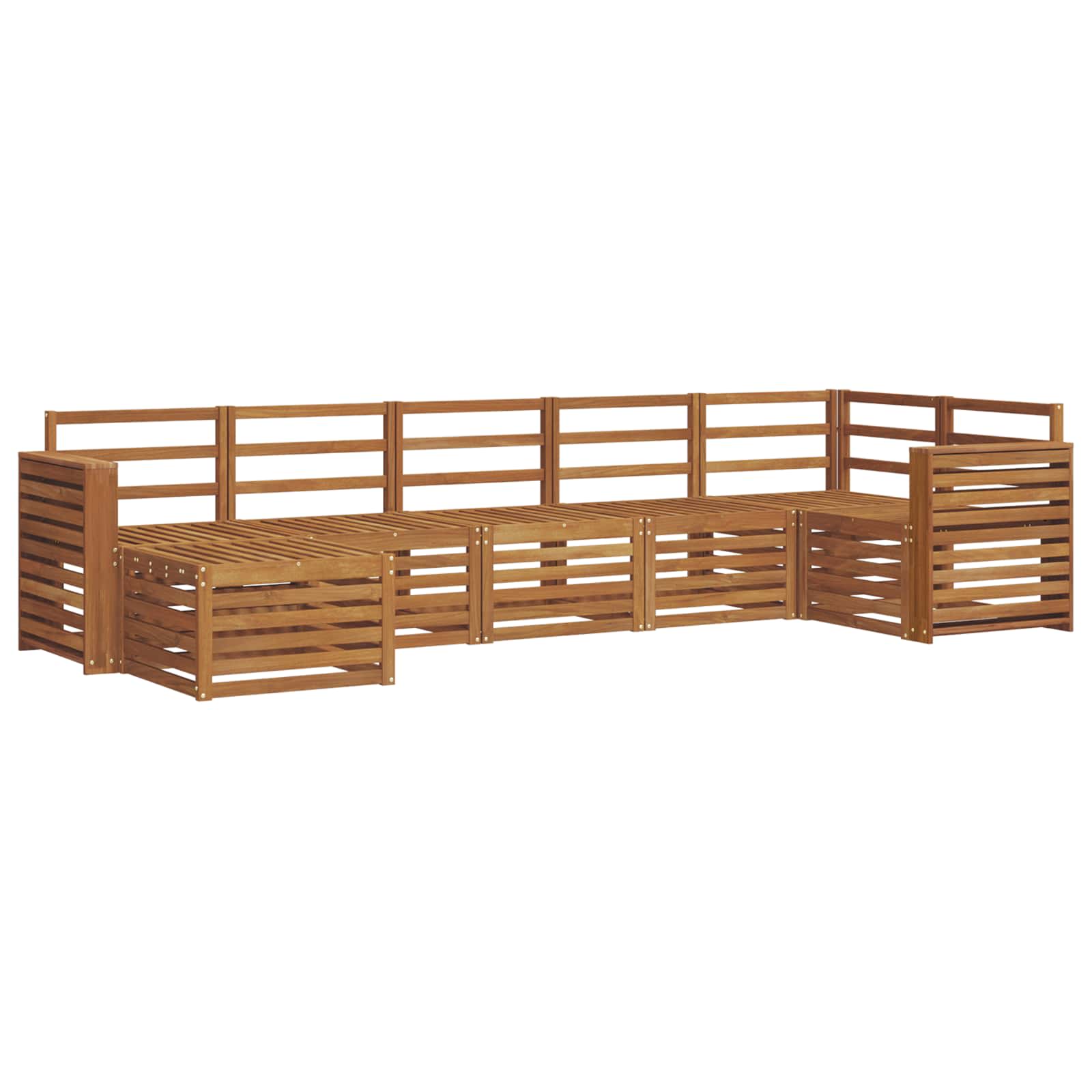 Ecksofa Set 7 pcs Natur Massivholz Akazie