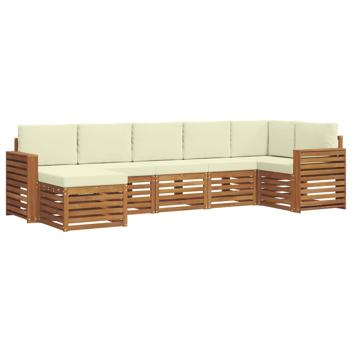 Outdoor-Sofagarnitur 7 stk. Natur und Creme