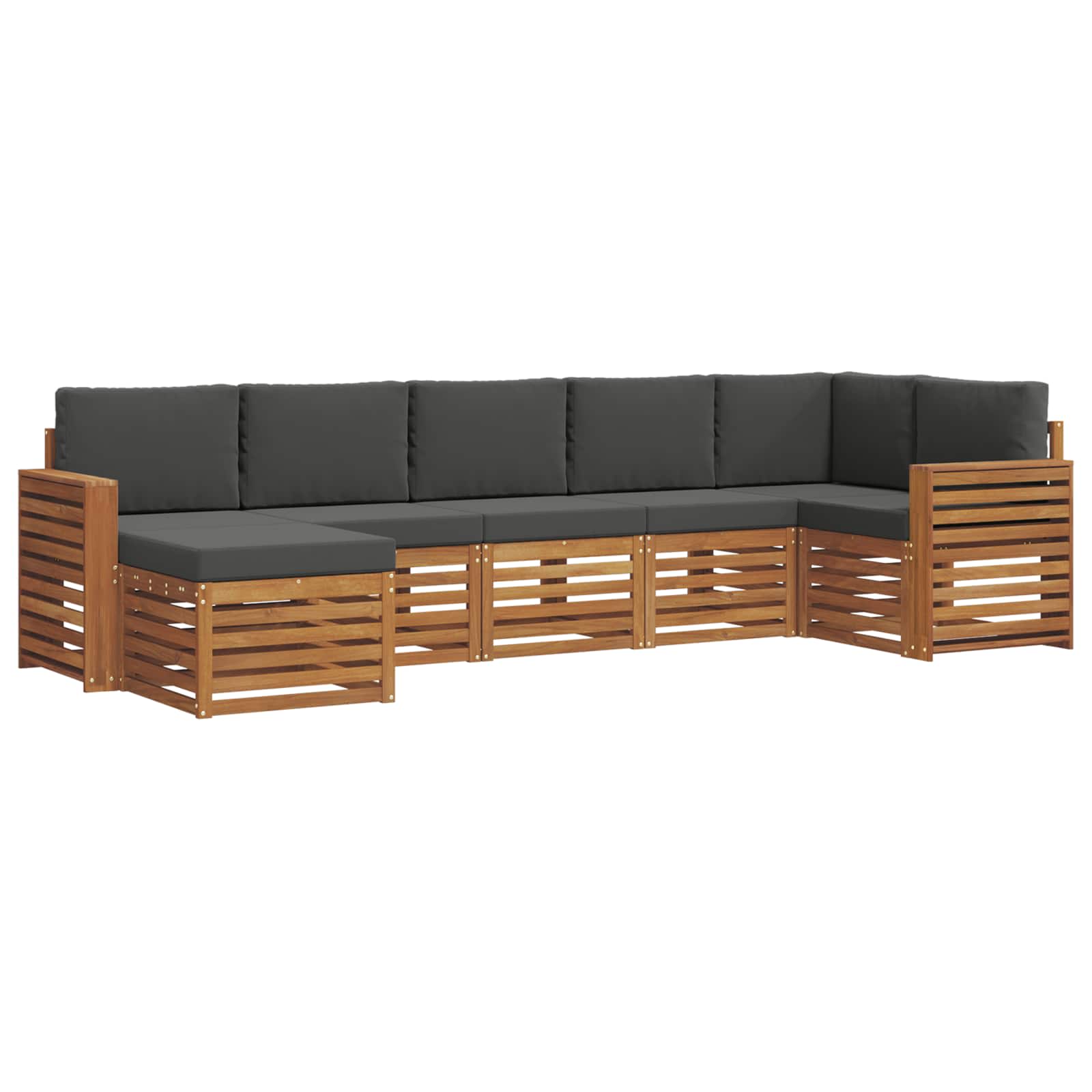 Ecksofa Set 7 pcs Natur und Anthrazit Massivholz Akazie