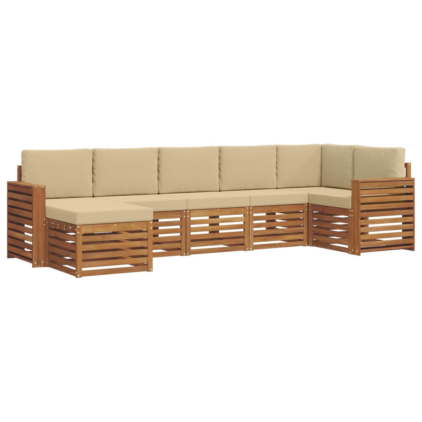 Outdoor-Sofagarnitur 7 stk. Natur und Beige