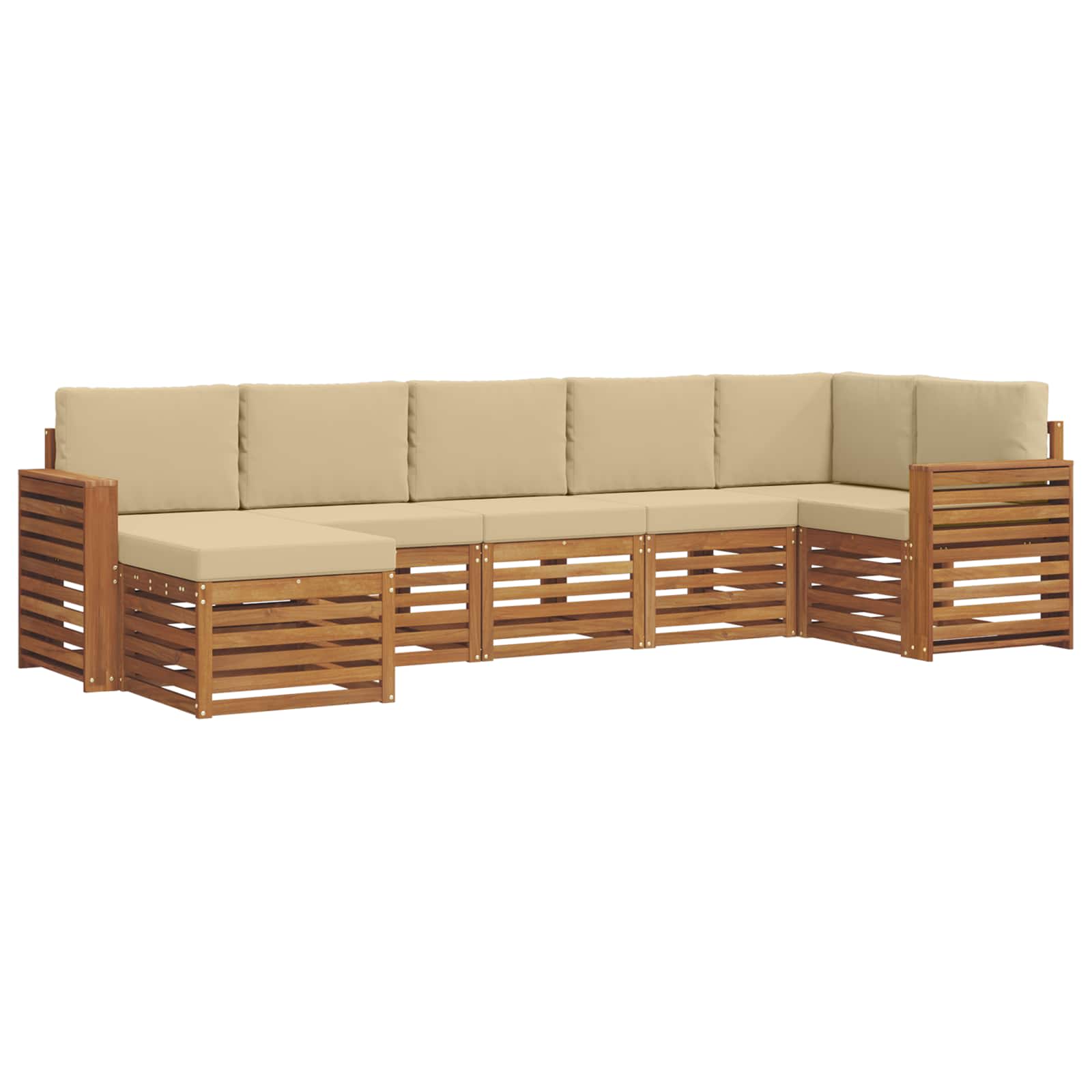 Outdoor-Sofagarnitur 7 stk. Natur und Beige