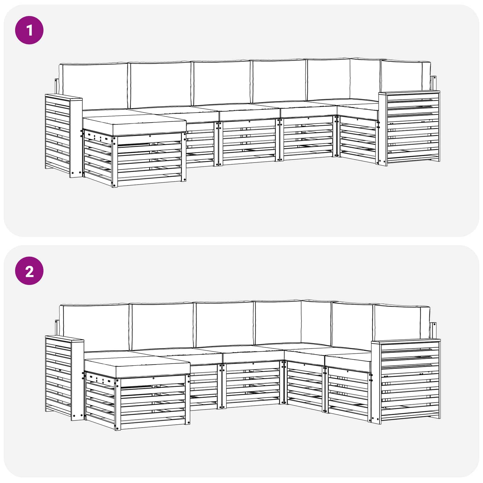 Outdoor-Sofagarnitur 7 stk. Natur und Beige