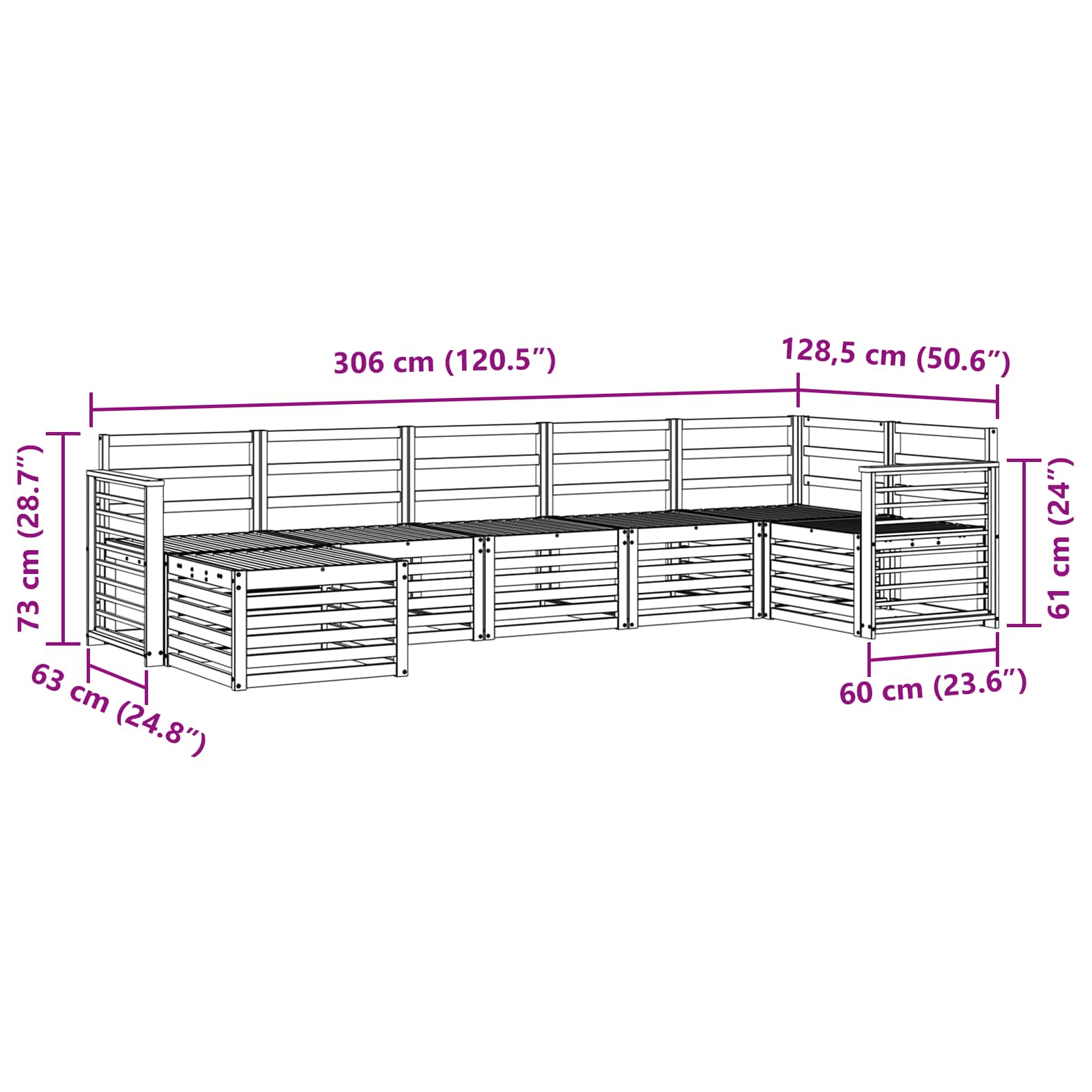 Sofagarnituren 7 pcs Natur Massivholz Akazie