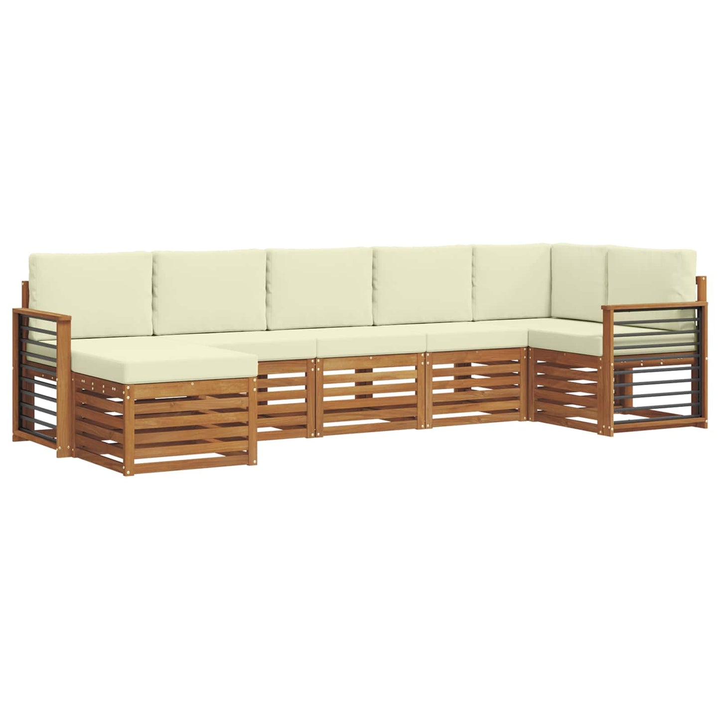 Outdoor-Sofagarnitur 7 stk. Natur und Creme