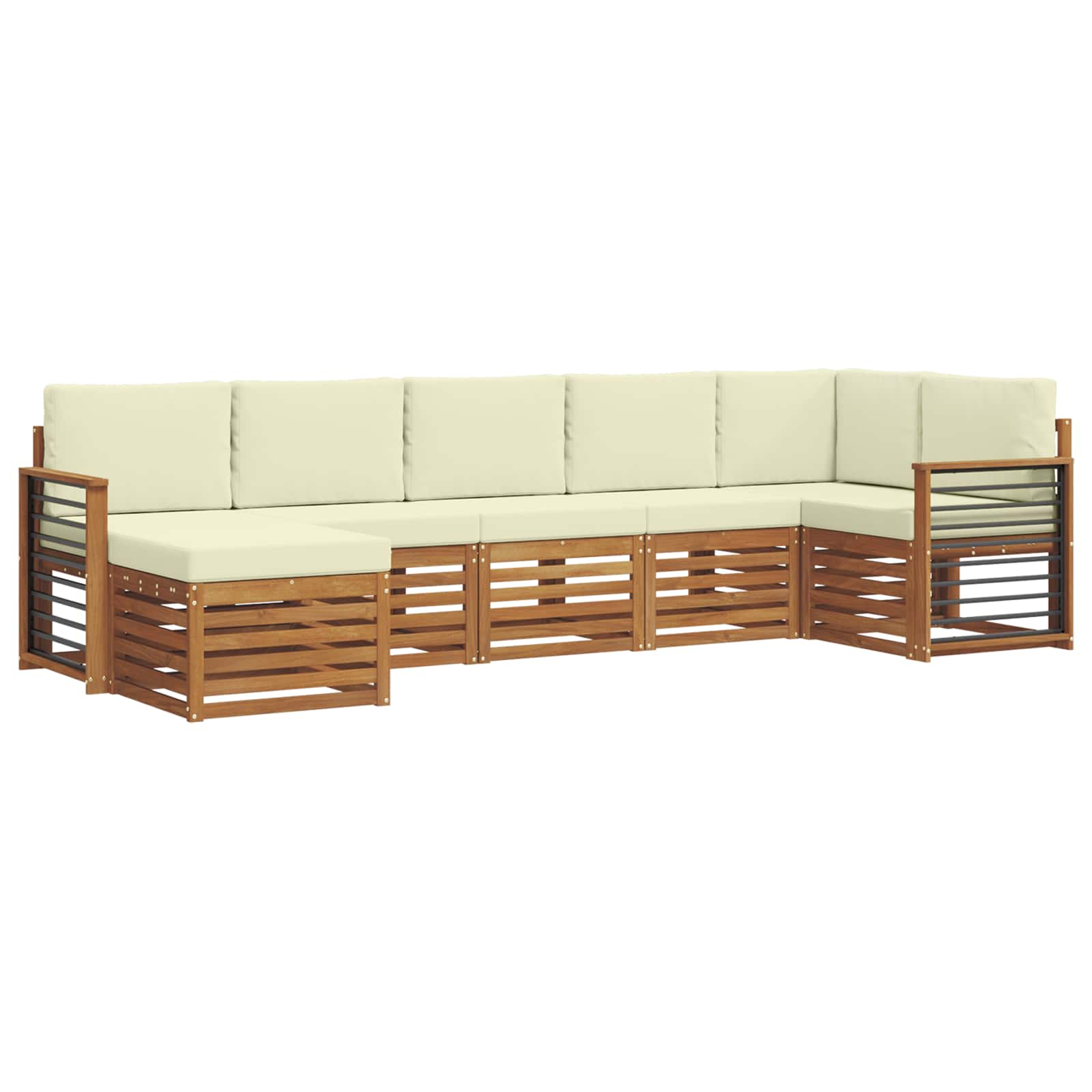 Outdoor-Sofagarnitur 7 stk. Natur und Creme