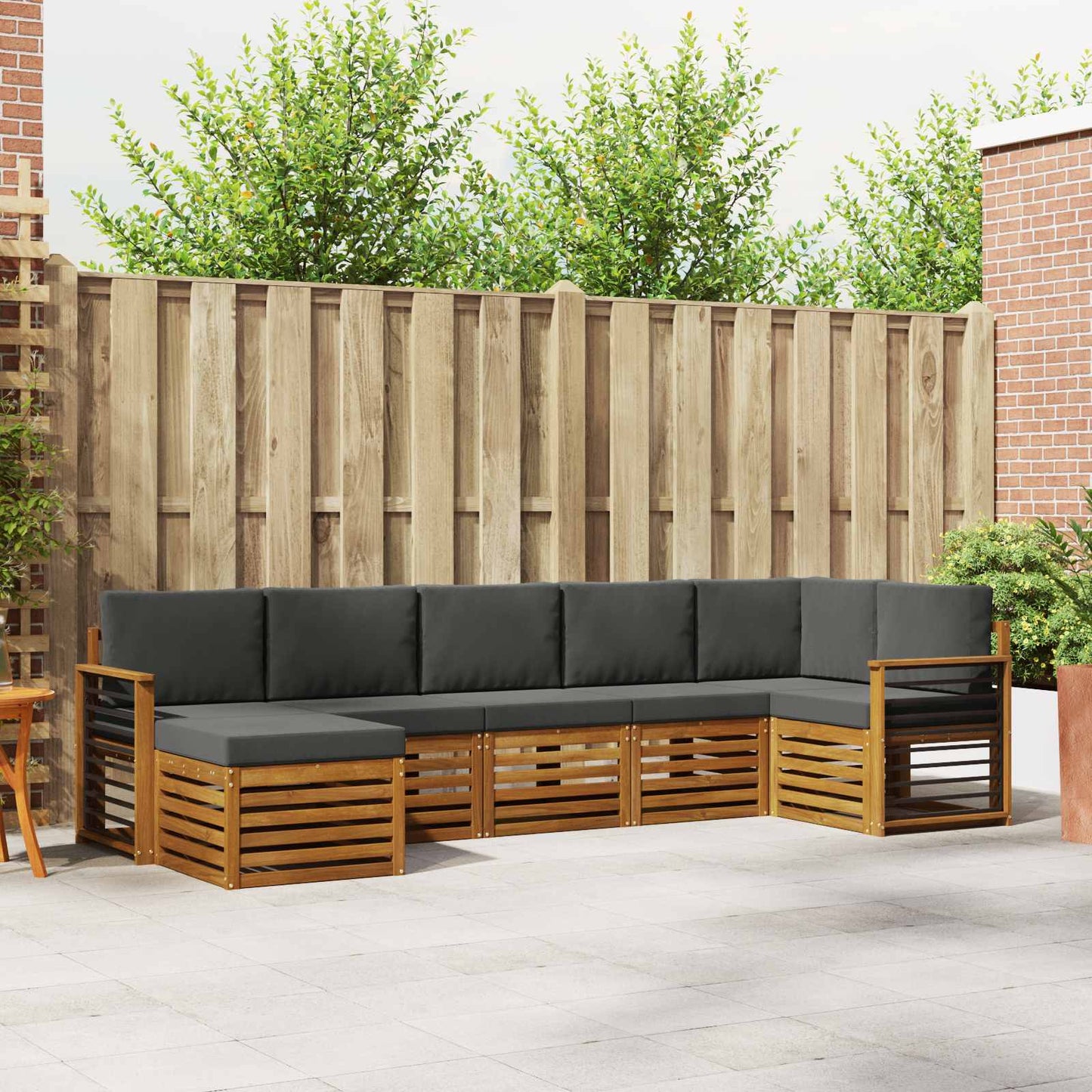 Outdoor-Sofagarnitur 7 stk. Natur und Anthrazit
