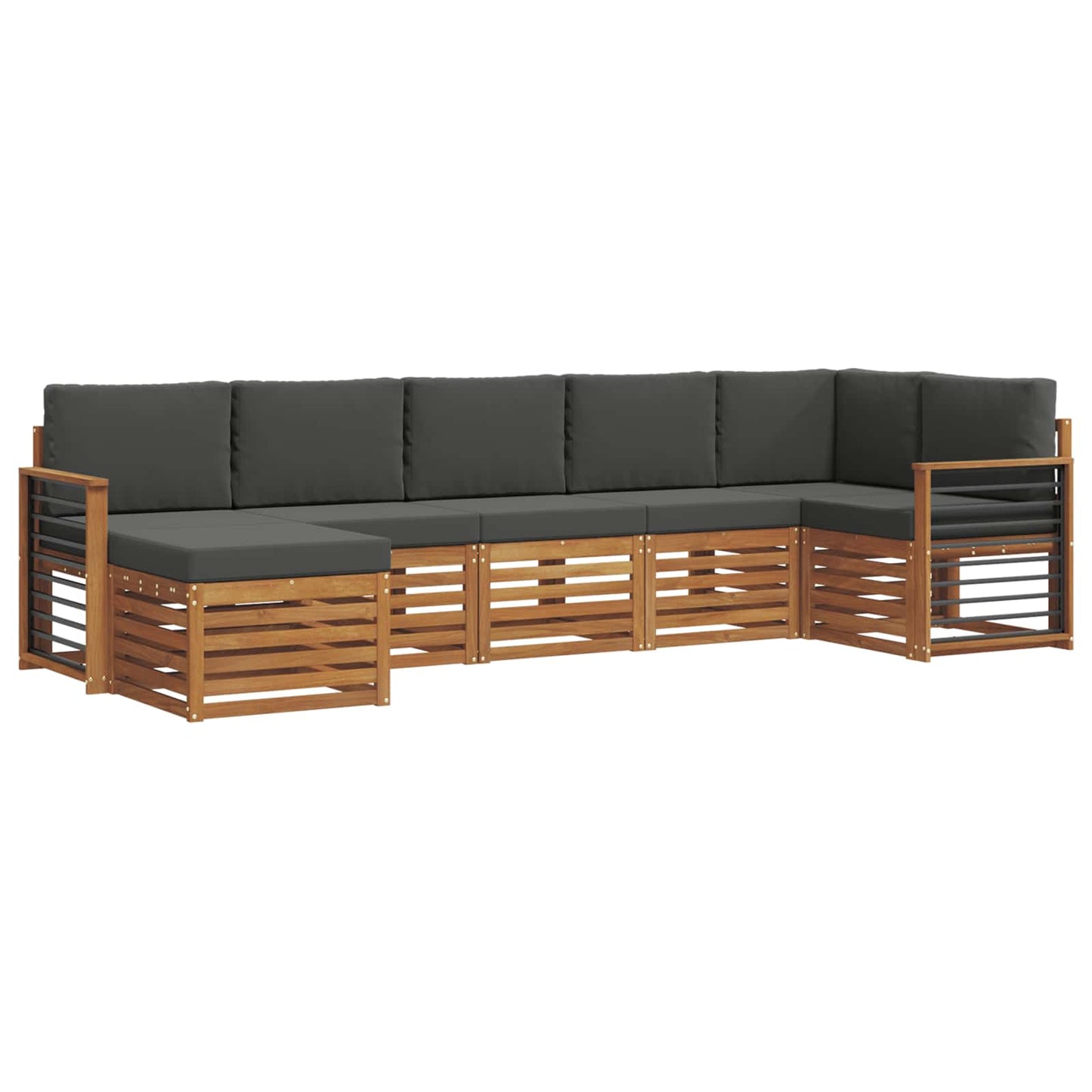 Outdoor-Sofagarnitur 7 stk. Natur und Anthrazit