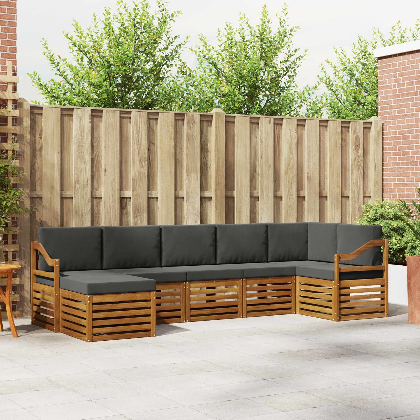 Outdoor-Sofagarnitur 7 stk. Natur und Anthrazit