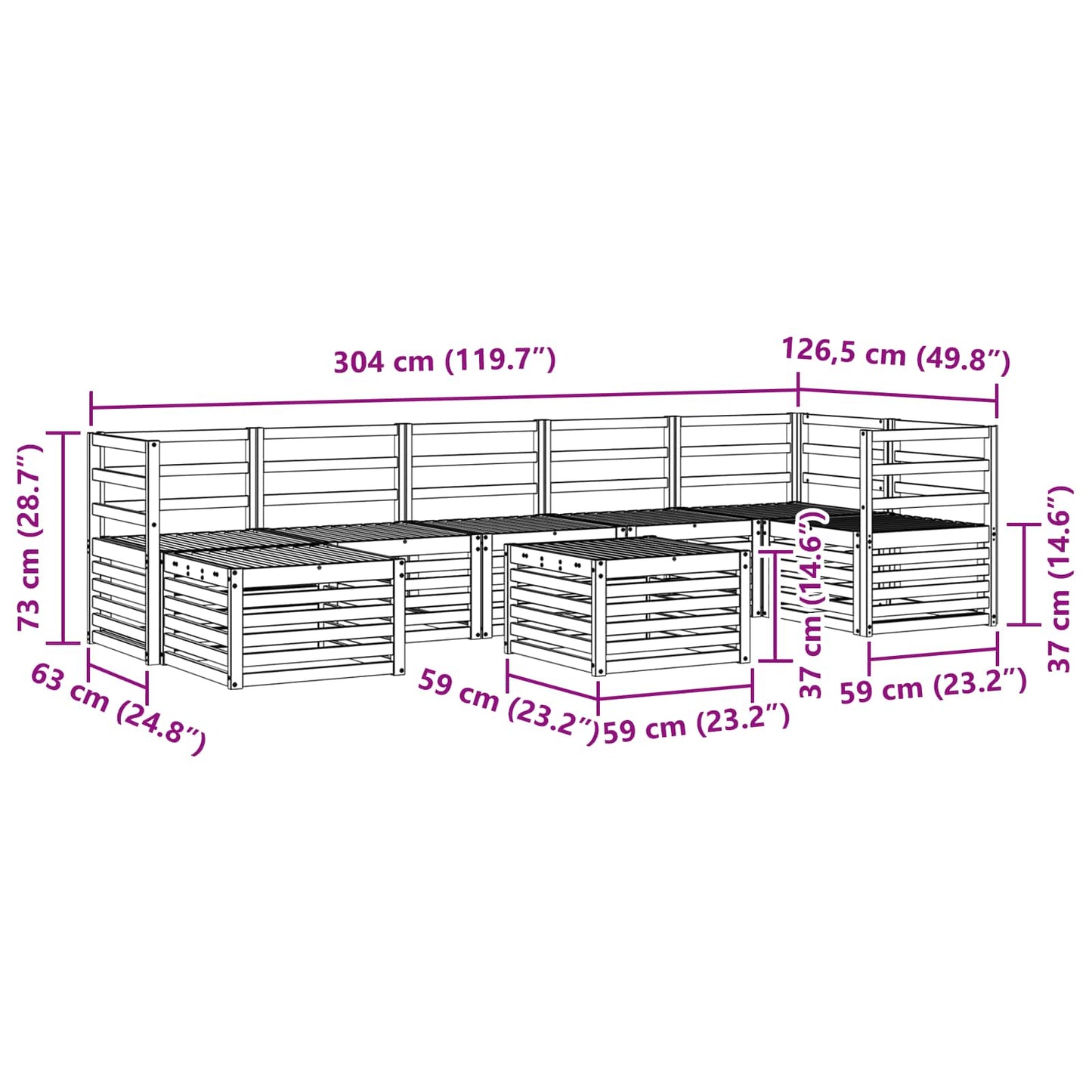 Outdoor-Sofagarnitur 8 pcs Natur Massivholz Akazie