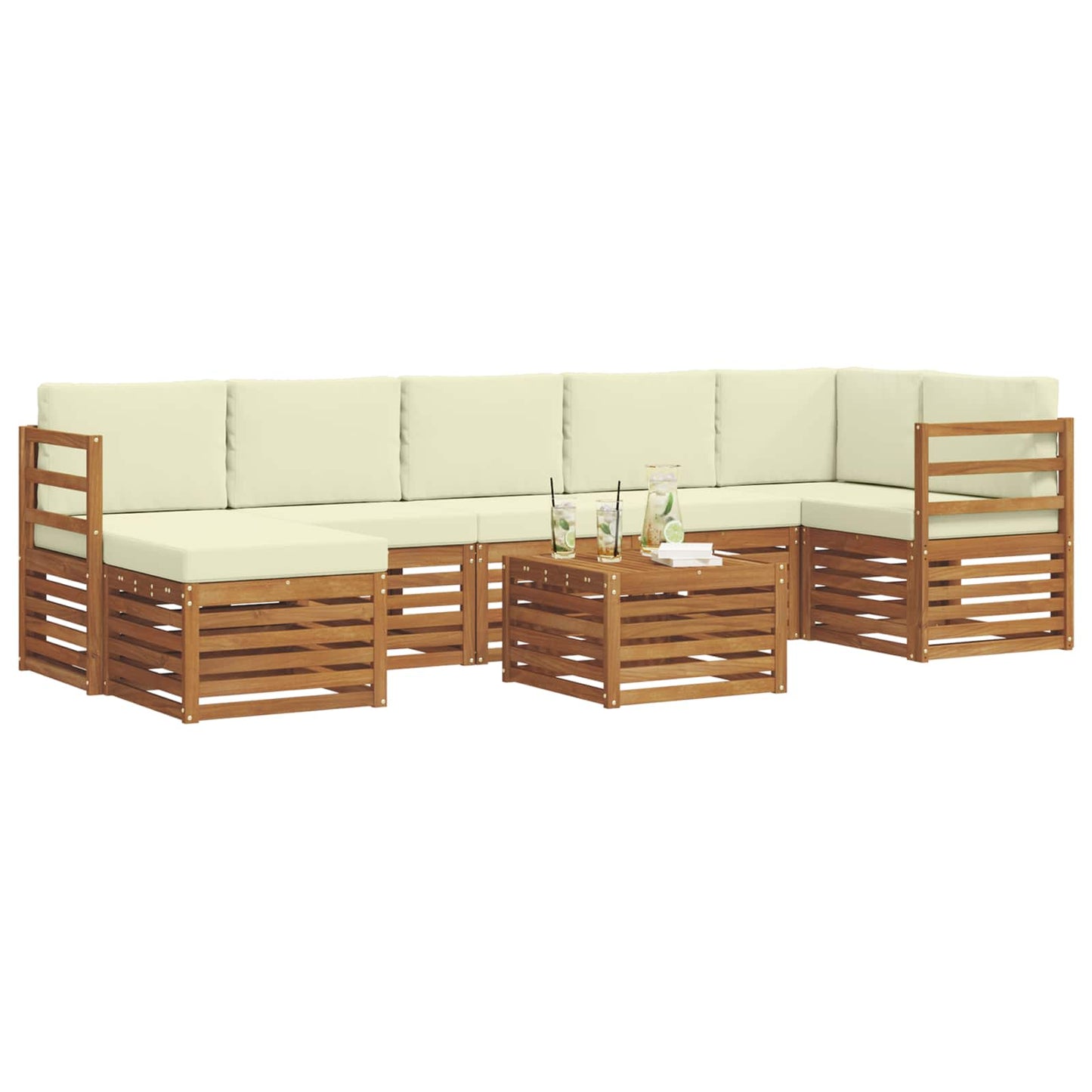 Outdoor-Sofagarnitur 8 stk. Natur und Creme