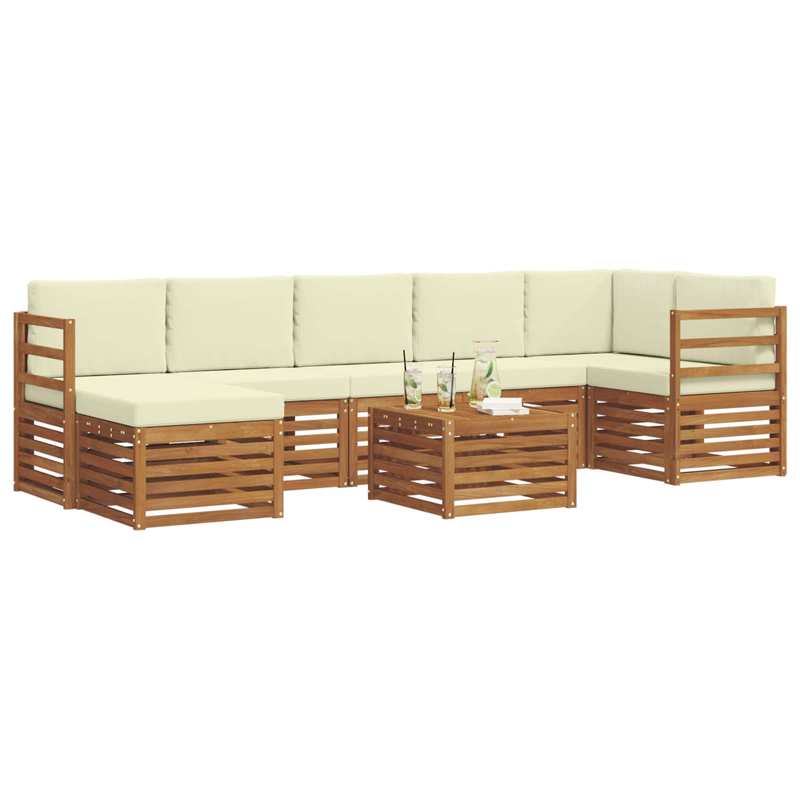 Outdoor-Sofagarnitur 8 stk. Natur und Creme