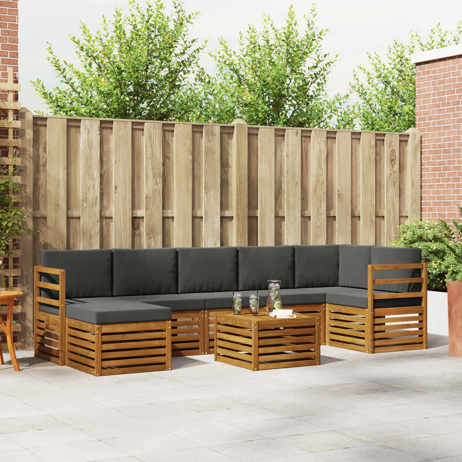 Outdoor-Sofagarnitur 8 stk. Natur und Anthrazit