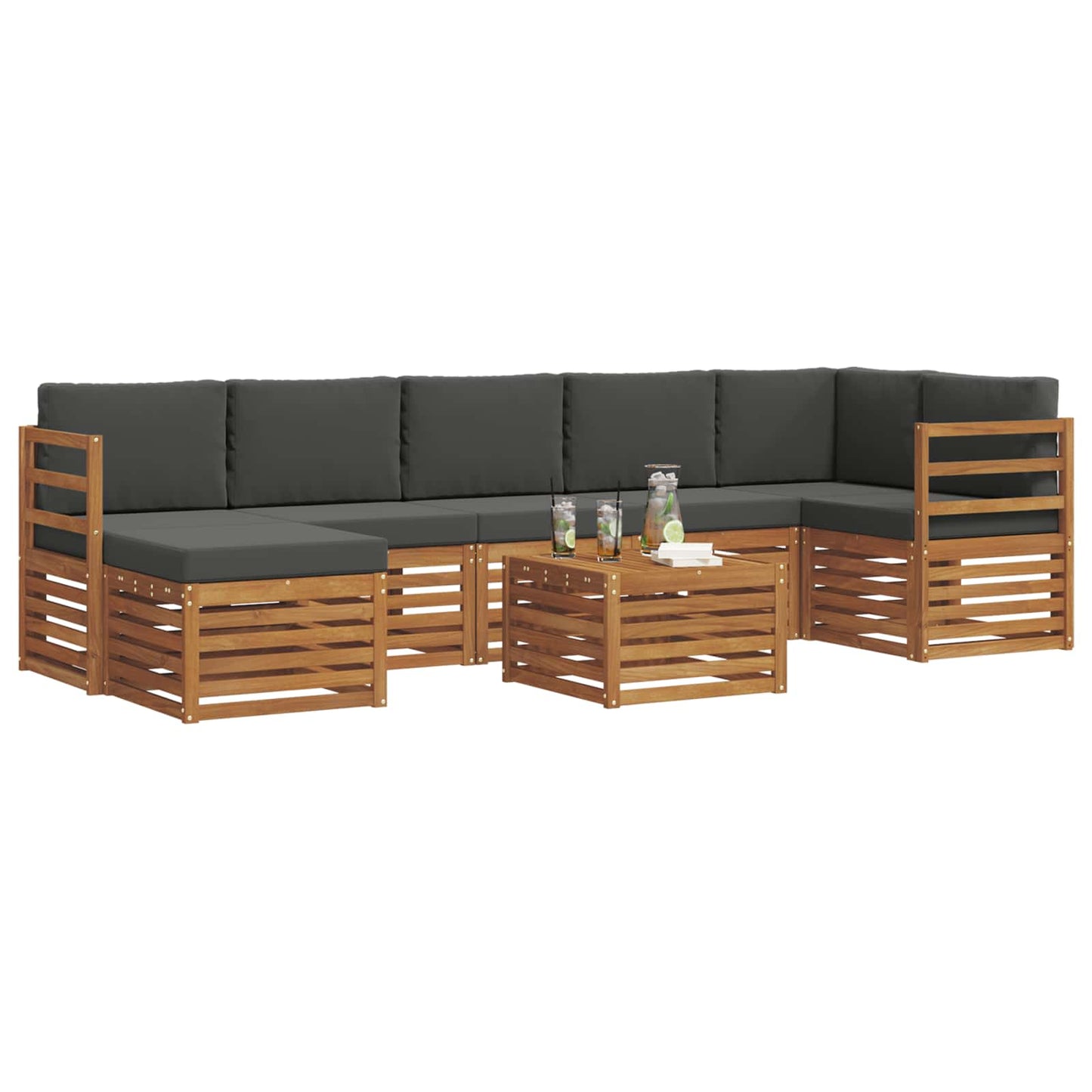 Outdoor-Sofagarnitur 8 stk. Natur und Anthrazit