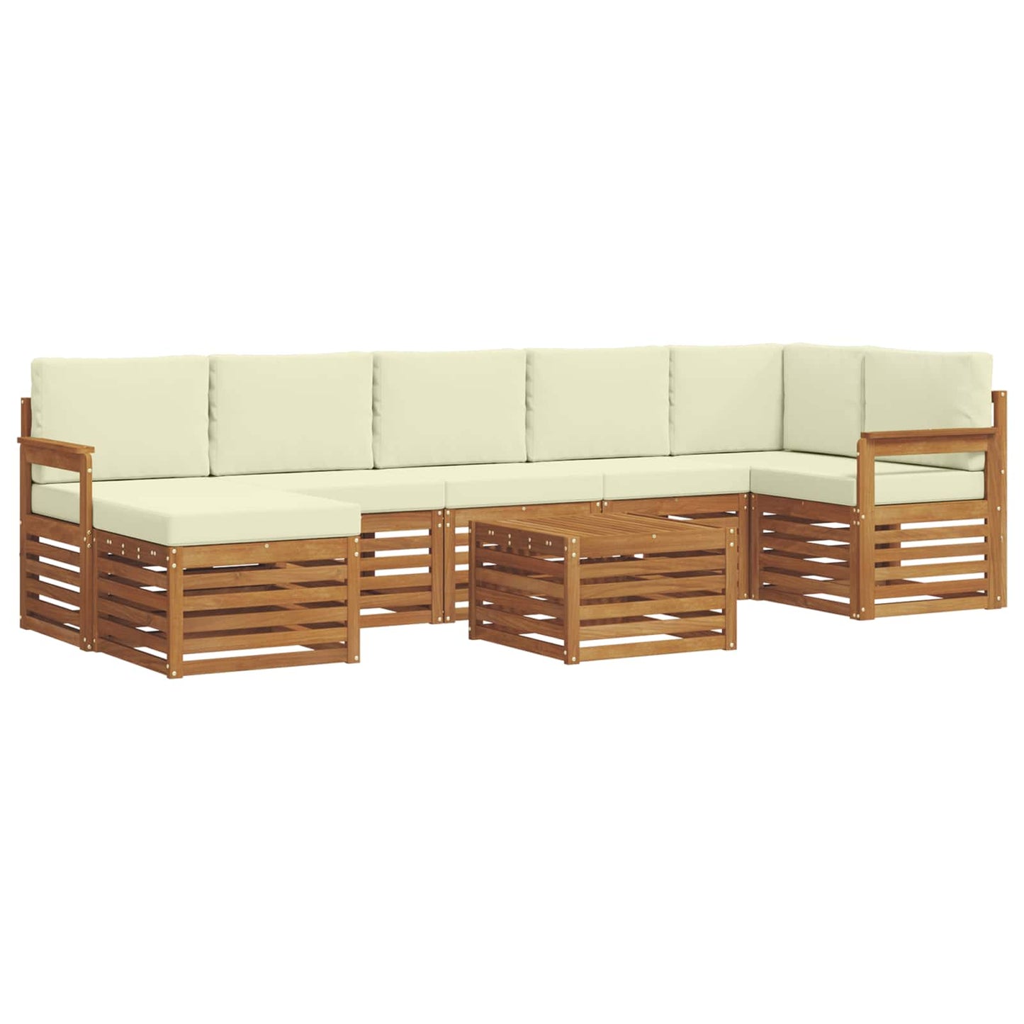 Outdoor-Sofagarnitur 8 pcs Natur und Creme Massivholz Akazie