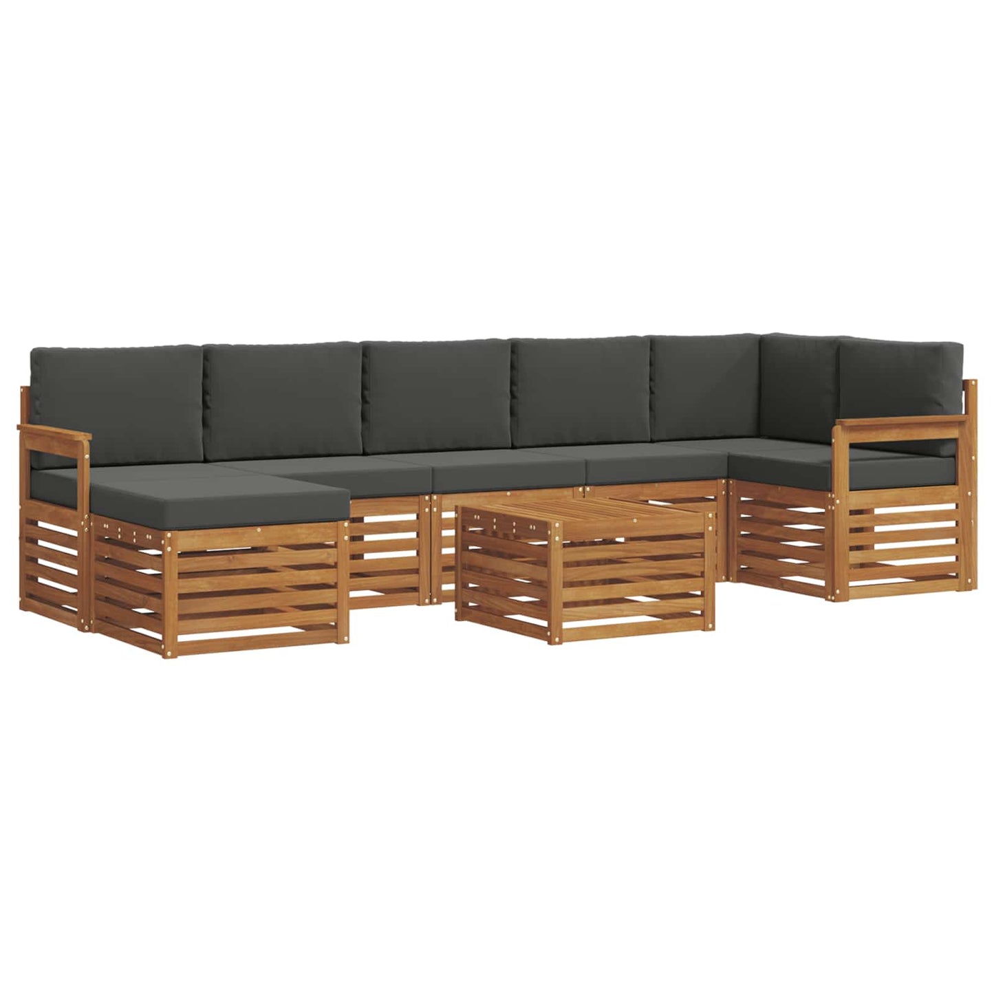 Outdoor-Sofagarnitur mit Kissen 8 pcs Natur und Anthrazit