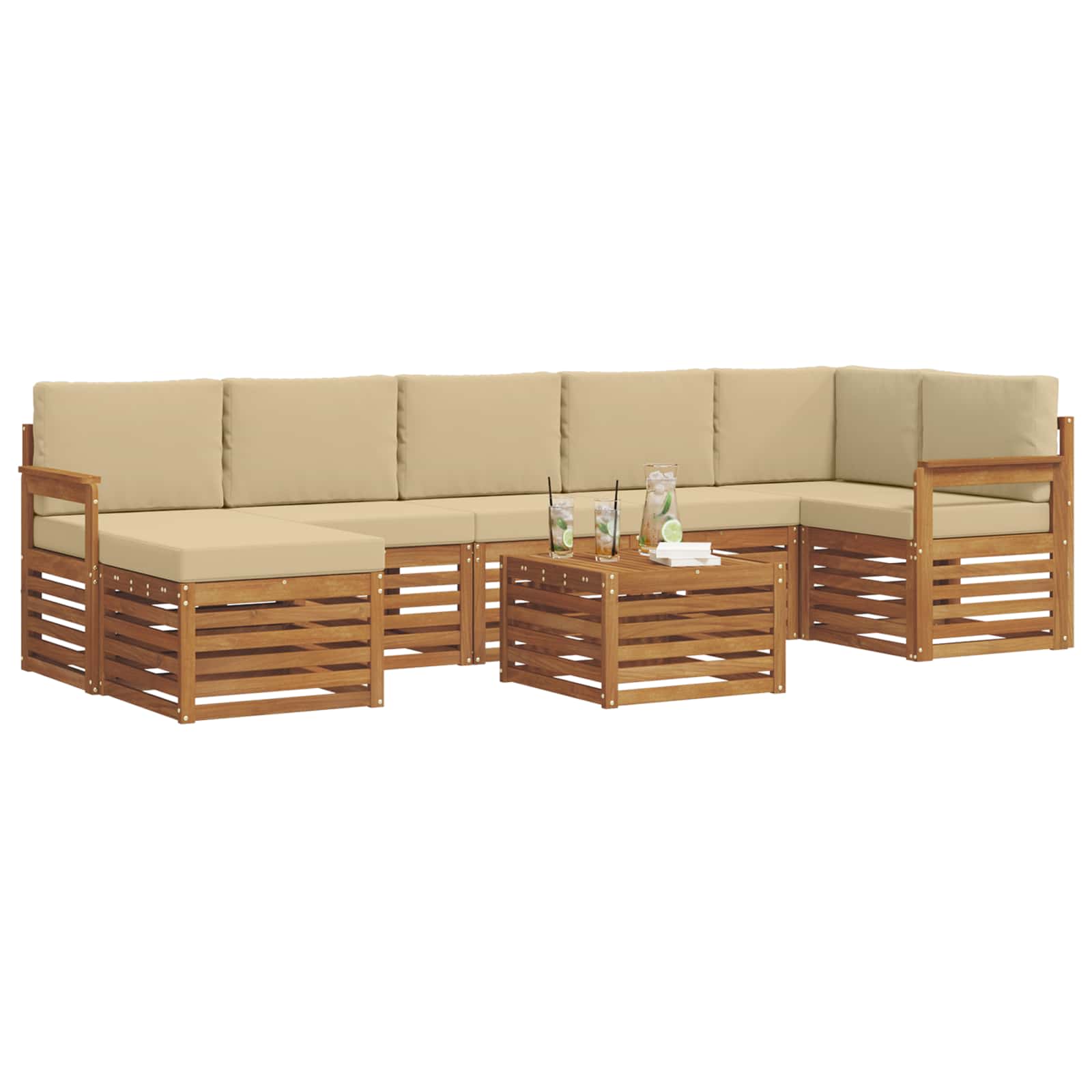 Outdoor-Sofagarnitur 8 stk. Natur und Beige