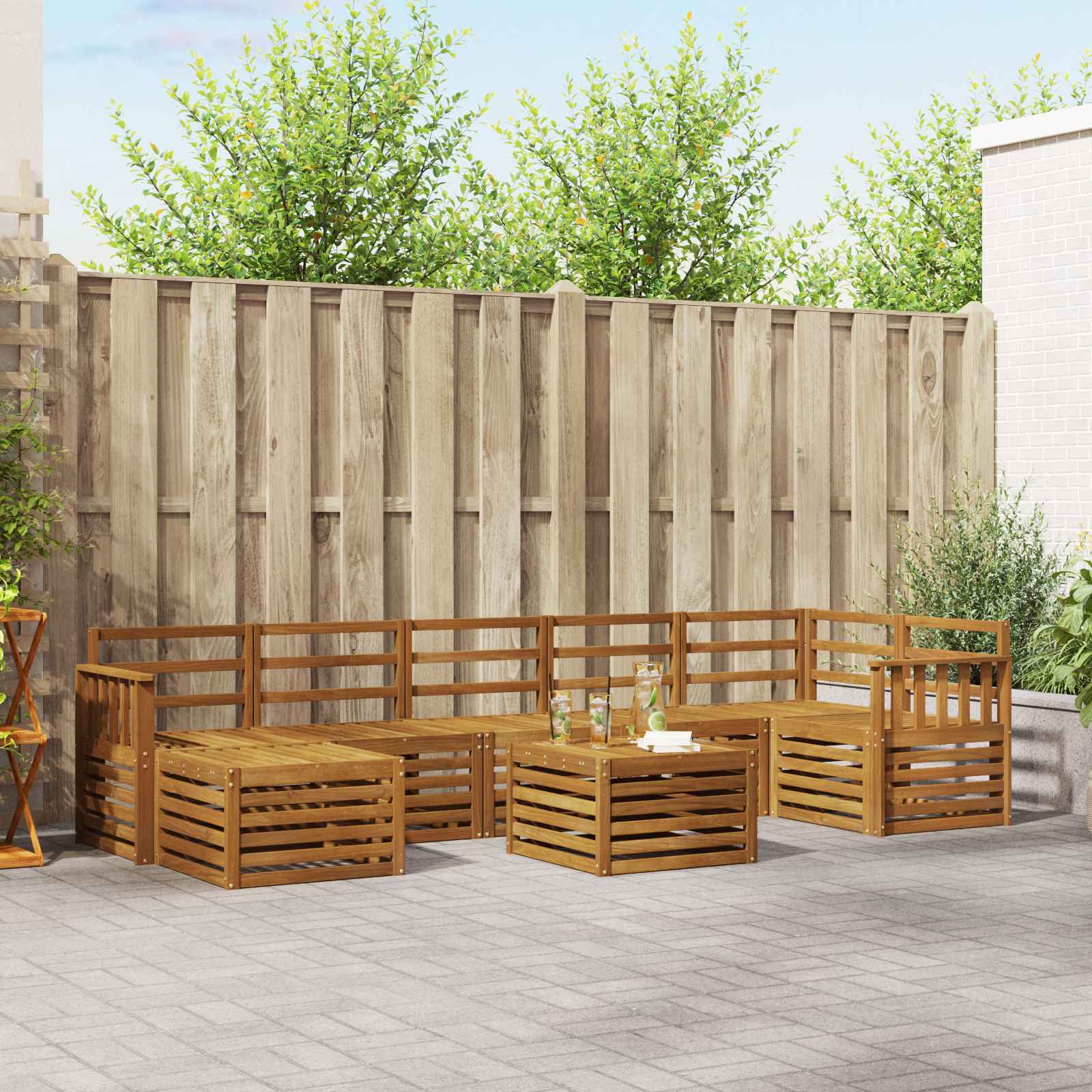 Outdoor-Sofagarnitur 8 pcs Natur Massivholz Akazie